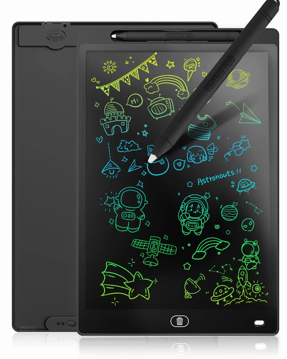 Genialba Tablet LCD do Pisania 12 Cali Kolorowy Tablet Elektroniczny Ekran do Rysowania Zabawka Edukacyjna Prezent dla 2 3 4 5 lat Chłopcy Dziewczęta Boże Narodzenie Urodziny (Czarny)