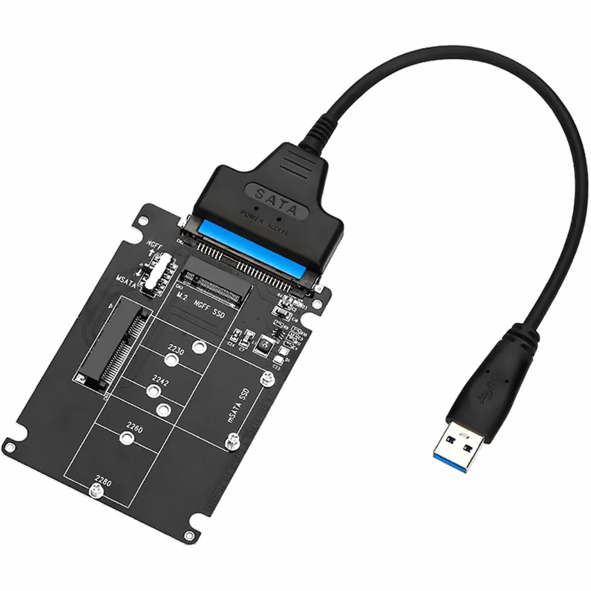 Adapter M.2 NGFF lub mSATA na USB 3.0 2 w 1 NGFF lub mSATA konwerter karta z konwerterem kabla SATA
