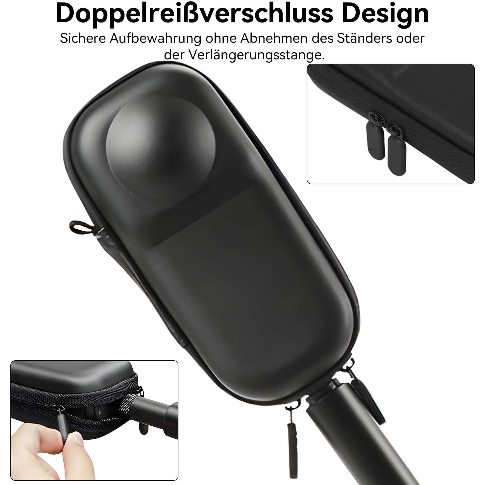 Insta360 X5/X4 Etui Transportowe - Przenośna Torba Podróżna z Twardą Powłoką PU do Insta360 X5/X4 Przechowywania Akcesoriów Kamery Pokrowiec Ochronny z Karabińczykiem