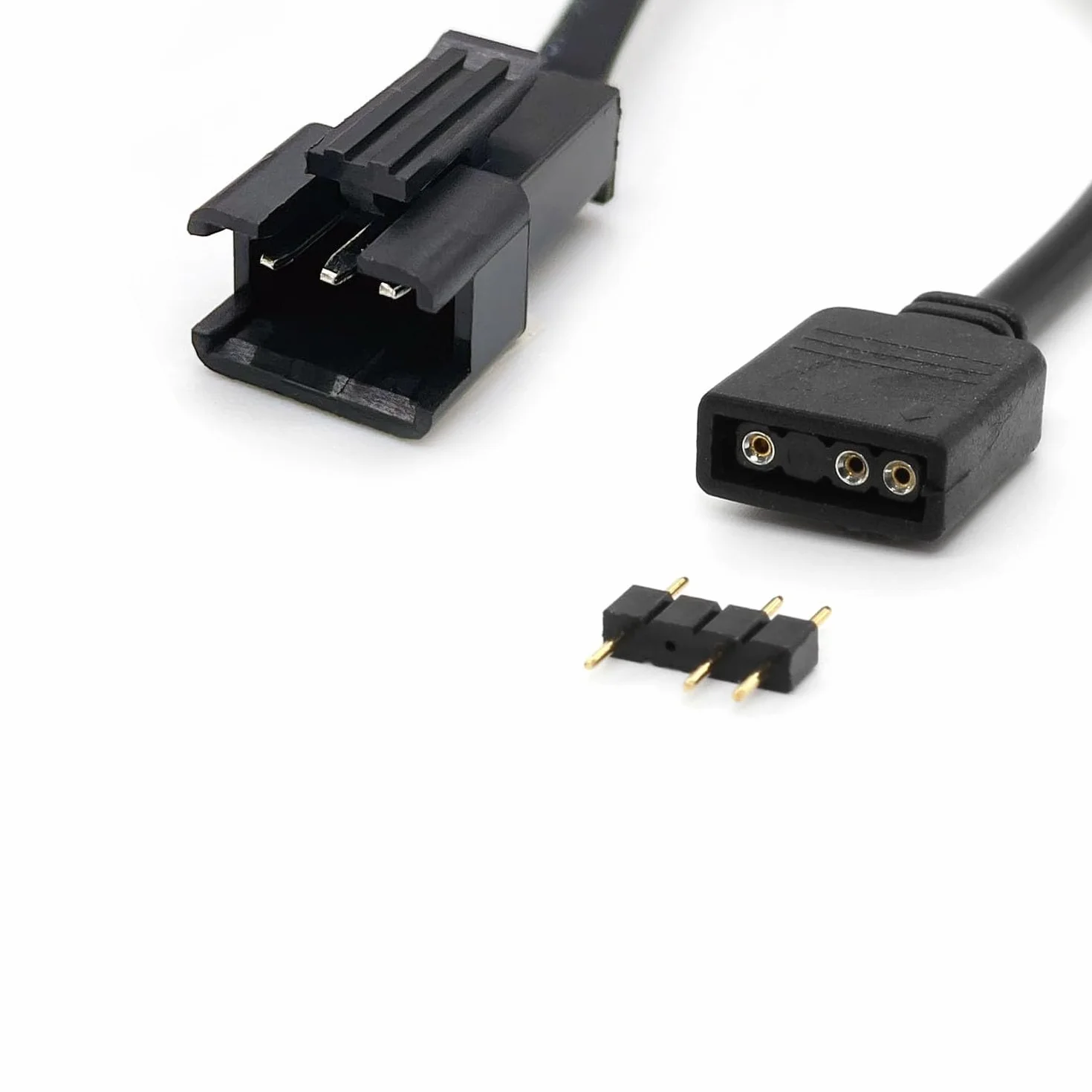 RUNCCI-YUN 5 sztuk Kabel Rozdzielacz 1 do 1 ARGB 5V 3 Pin żeński do SM 3-pinowy męski przedłużacz, rozdzielacz ARGB do wentylatorów RGB i taśm LED (czarny)