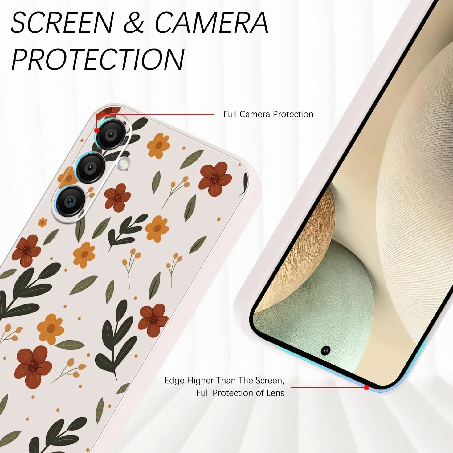 Samsung Galaxy S25 silikonowe etui ochronne z wzorem kwiatowym Liście kwiaty