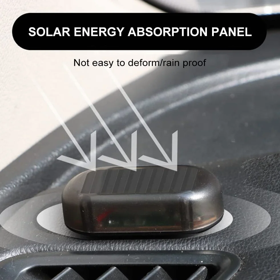 Solarny alarm samochodowy LED – alarm samochodowy z systemem zabezpieczającym przed kradzieżą, 1 sztuka
