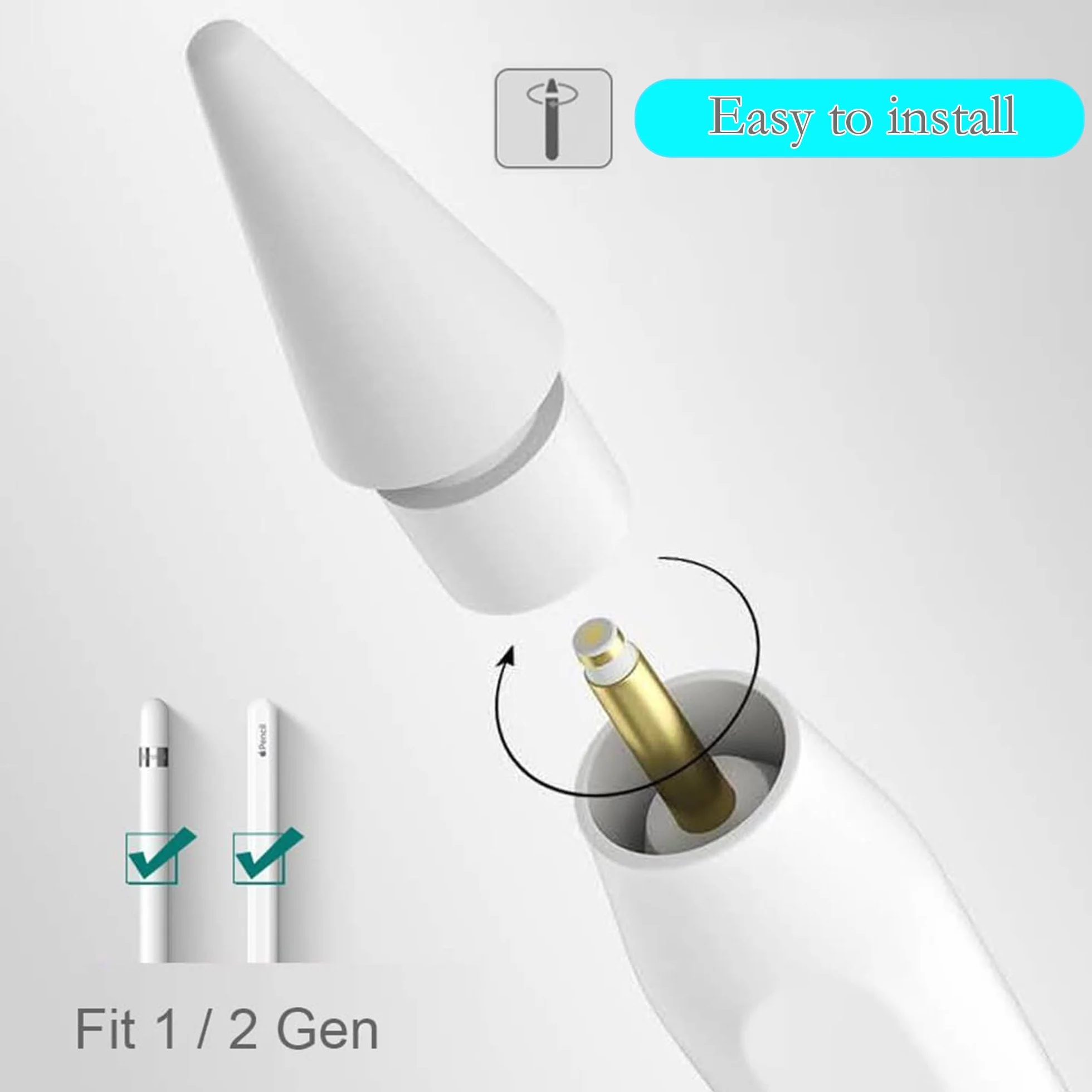 Końcówki wymienne do Apple Pencil, trwałe końcówki do Apple Pencil 1./2. generacji, z pudełkiem do przechowywania, 4 końcówki wymienne do Apple Pencil Tips
