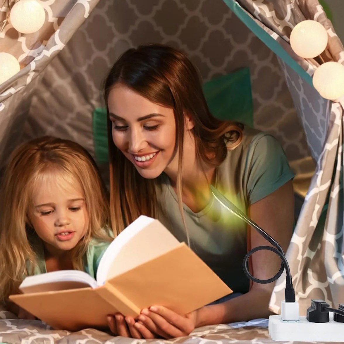 Lampa USB, możliwość ściemniania, lampa USB, lampka do czytania USB, 3-stopniowa regulacja jasności, lampka nocna LED, mini USB do laptopa, 14 diod LED, lampa typu łabędzia szyja, przełącznik