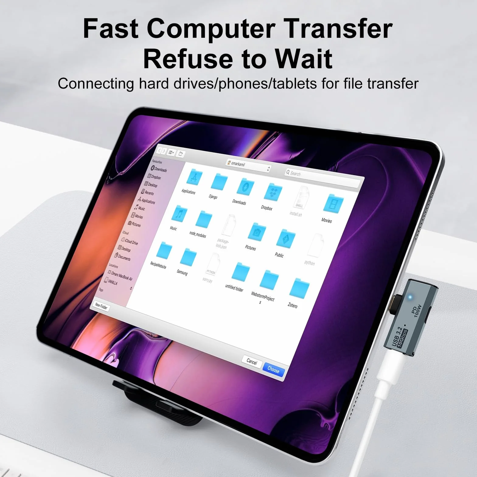 Adapter USB C OTG, typ C 100 W PD ładowanie na podwójny rozdzielacz USB C do iPhone'a 15 Pro Max, Google TV Chromecast 2020, MacBook, Samsung Galaxy S22/S23 (szary)