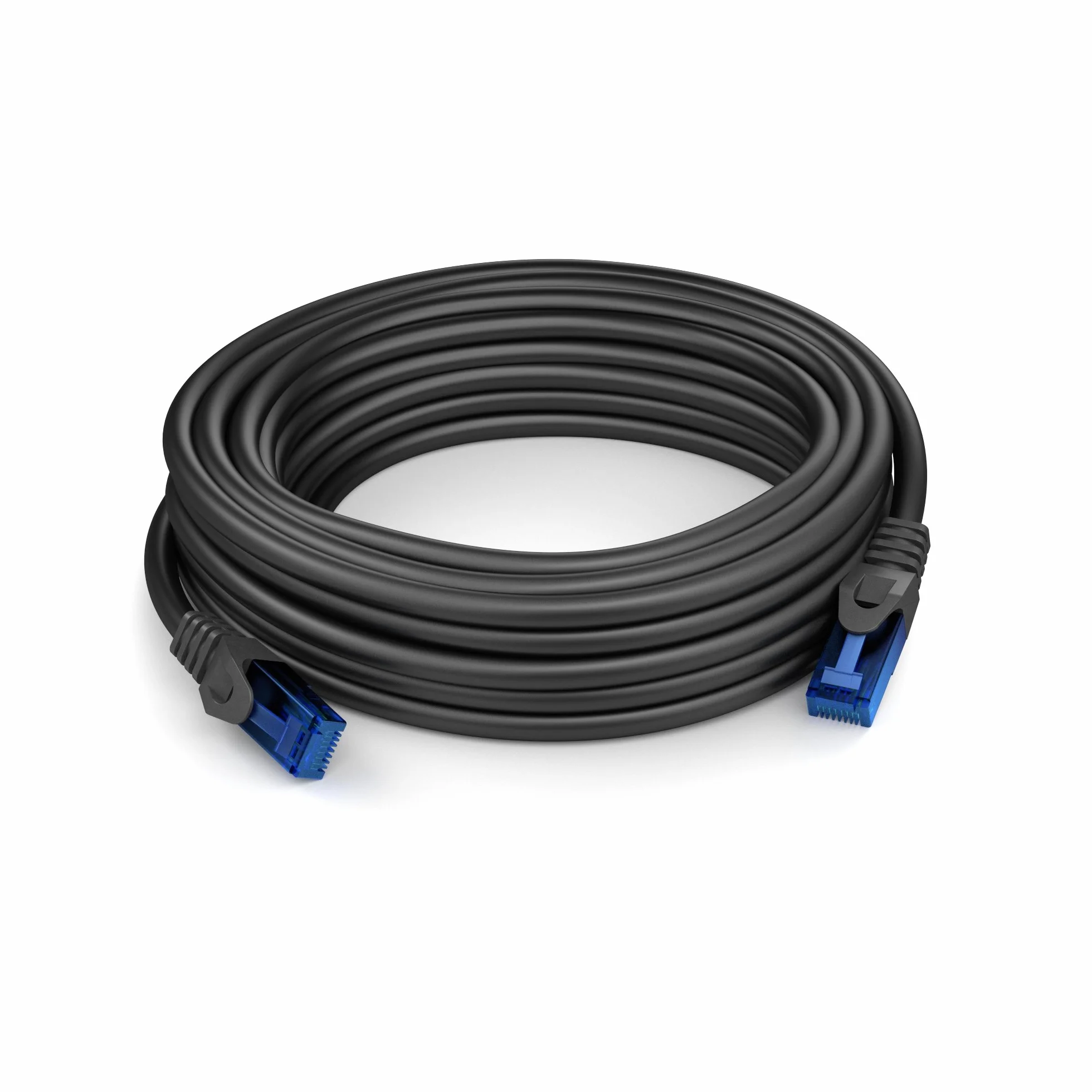 KabelDirekt – Kabel Sieciowy, Kabel Ethernet/LAN – 20m, dostępny w długościach od 0,25-30m (10 Gb/s, prędkość światłowodowa dla sieci gigabitowych, switch/router/modem z RJ45, czarny/niebieski)