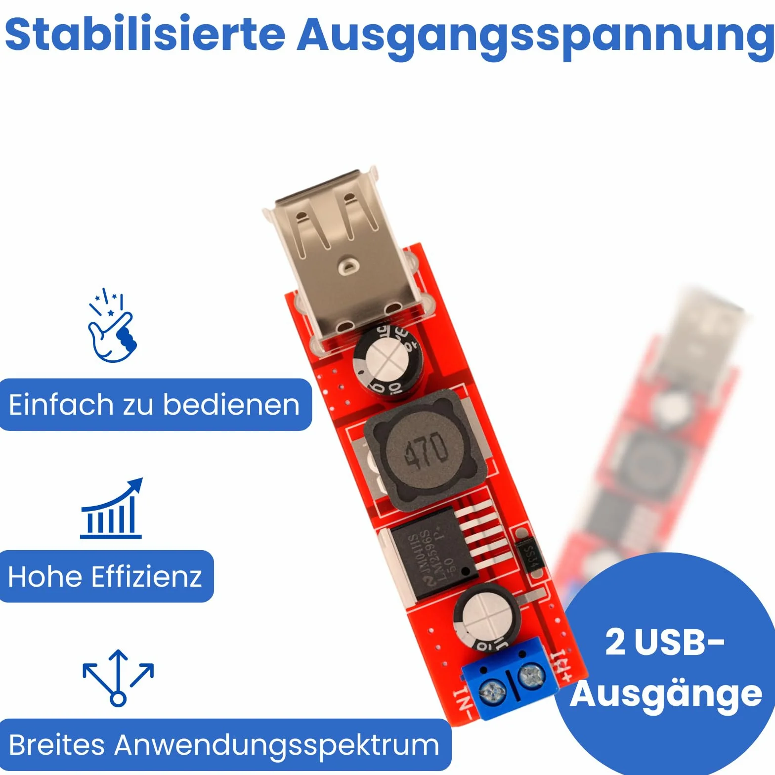 Podwójny konwerter USB DC-DC Step Down Converter 6 V-40 V do 5 V 3 A Buck Buck Power Supply Module (3 sztuki)