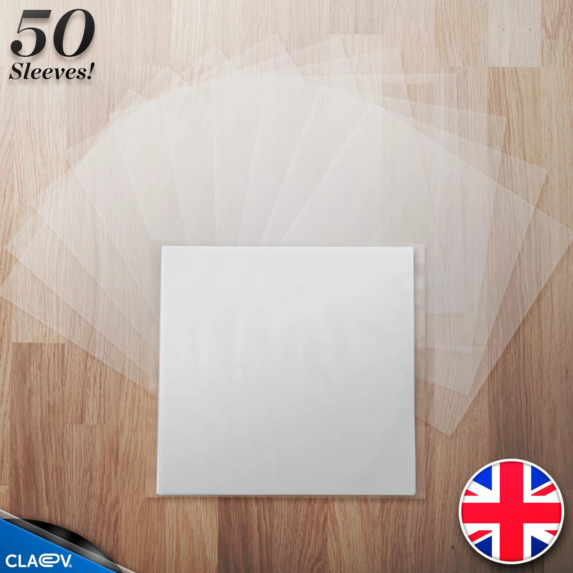 Antystatyczne wewnętrzne rękawy na płyty winylowe LP (30 cm, kwadratowe, półprzezroczyste), ochronne plastikowe osłony do przechowywania Claev, Jasne, 50 Pack, Nowoczesny