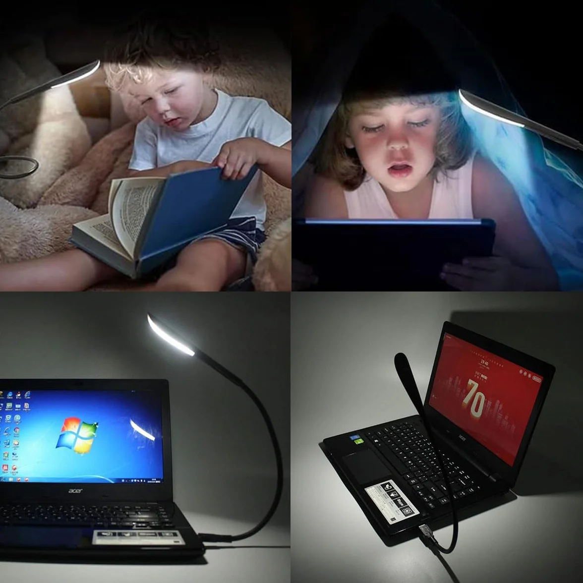 Lampa USB, możliwość ściemniania, lampa USB, lampka do czytania USB, 3-stopniowa regulacja jasności, lampka nocna LED, mini USB do laptopa, 14 diod LED, lampa typu łabędzia szyja, przełącznik