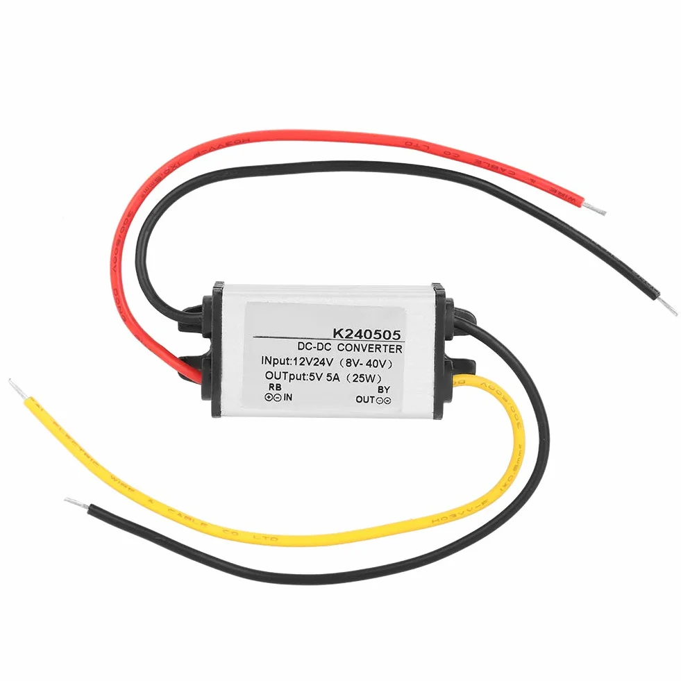 Konwerter Napięcia DC/DC 12V/24V do 5V, 5A, 25W, Regulator Napięcia Zasilacz Samochodowy, 60x24.5x20mm