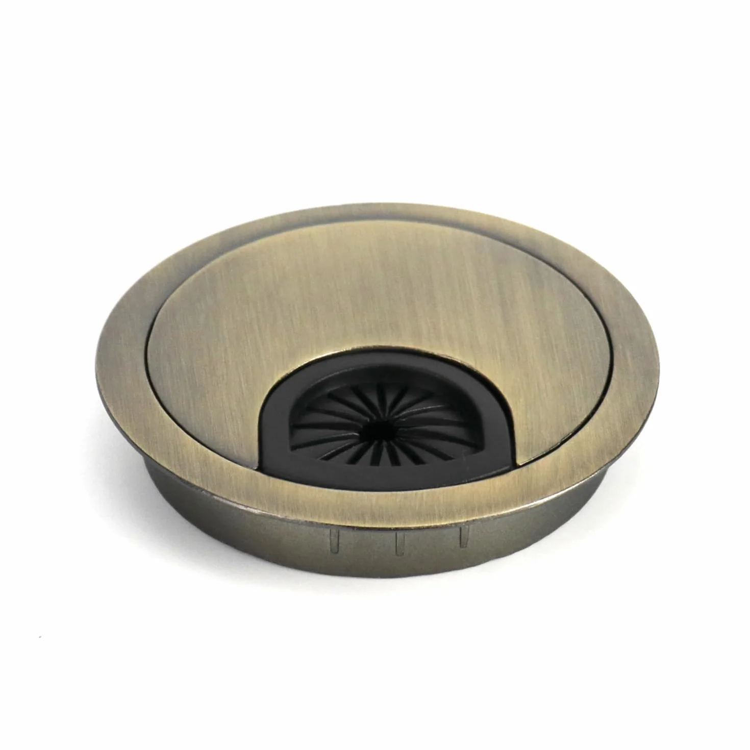 QWORK® 2 Pack 60mm przepust kablowy biurkowy, wylot kabla ze stopu cynku z uszczelką przeciwpyłową do biurek blaty biurowe (brąz)