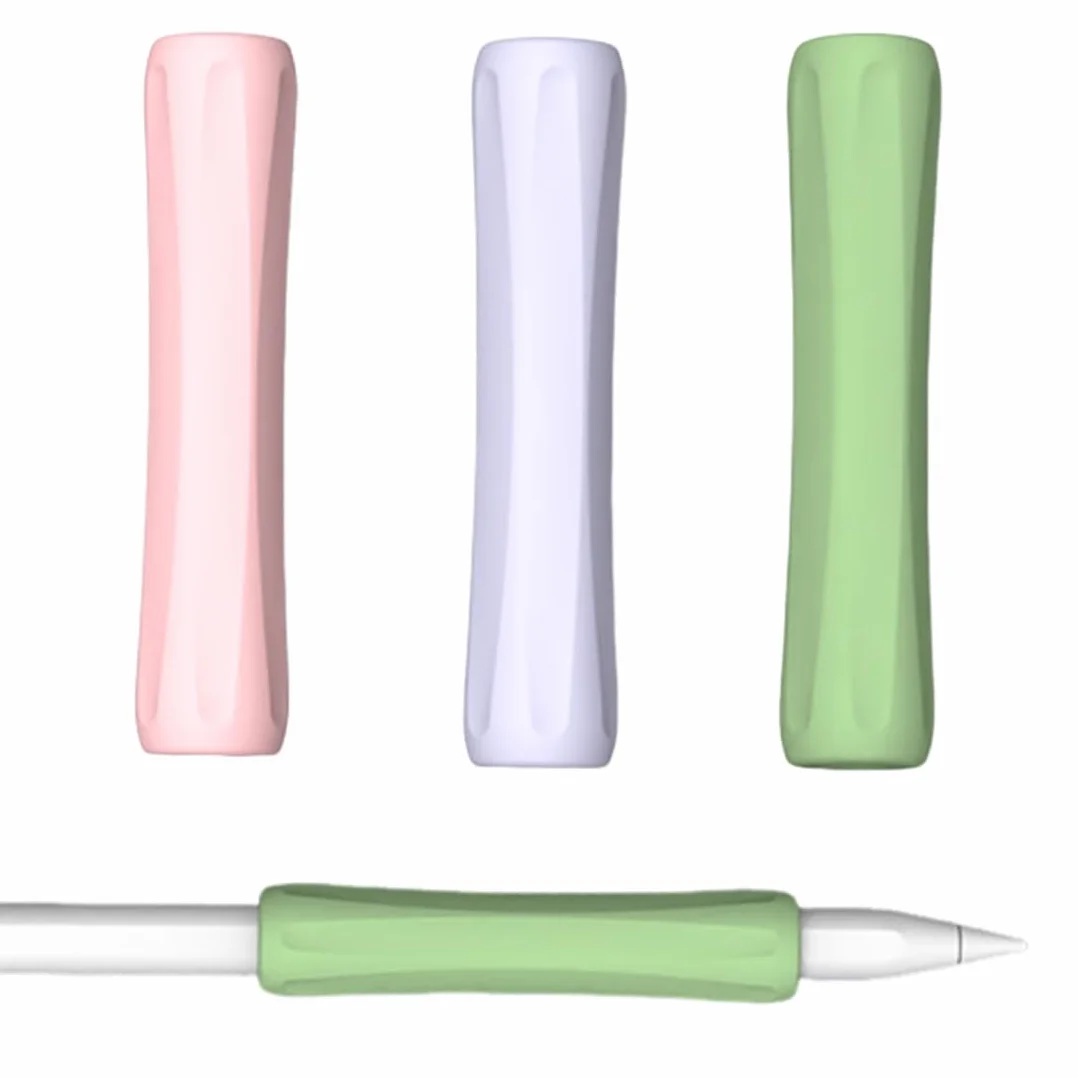 WeddHuis 3 sztuki uchwyt iPadPencil silikonowy ergonomiczny etui akcesoria Grip kompatybilny z iPad Pencil Pro, iPad Pencil2. (Różowy+Fioletowy+Zielony)