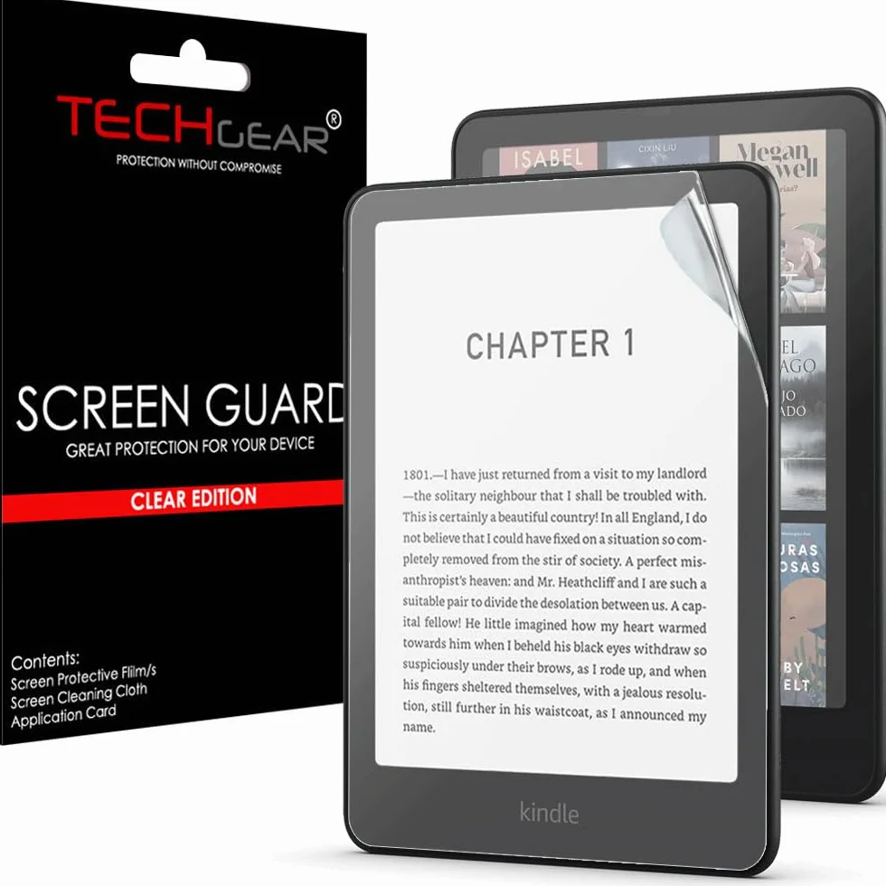 TECHGEAR Pełna osłona ekranu dla 7-calowego Amazon Kindle Paperwhite/Signature/Paperwhite Kids/Kindle Colorsoft (wydanie 2024 / 12. generacji) CLEAR pełna osłona ekranu wyświetlacza LCD