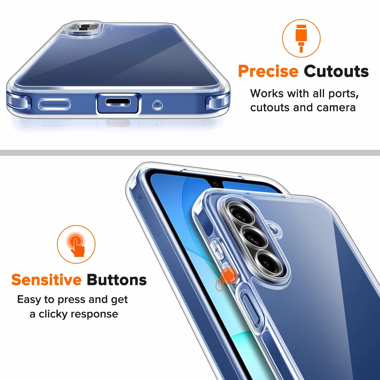 iVoler Przezroczyste, zapobiegające żółknięciu etui do Samsung Galaxy A17 4G / 5G z 2 sztukami szkła hartowanego, [Odporny na wstrząsy klasy wojskowej] HD przezroczysta cienka obudowa odporna na