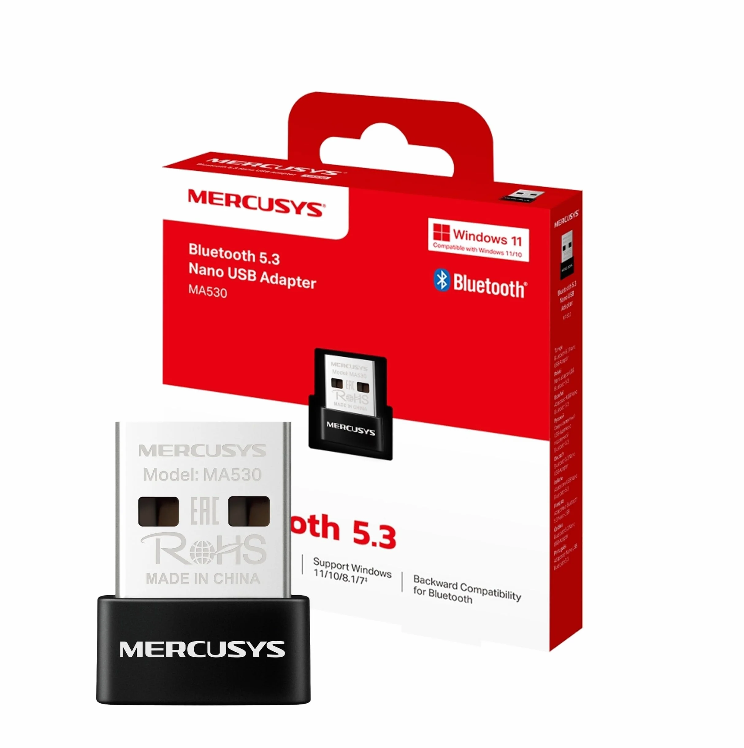 Mercusys MA530 Nano Adapter USB Bluetooth 5.3 | Ultra-Kompatkowy Design | Plug & Play | Kompatybilny z Windows 11/10/8.1/7