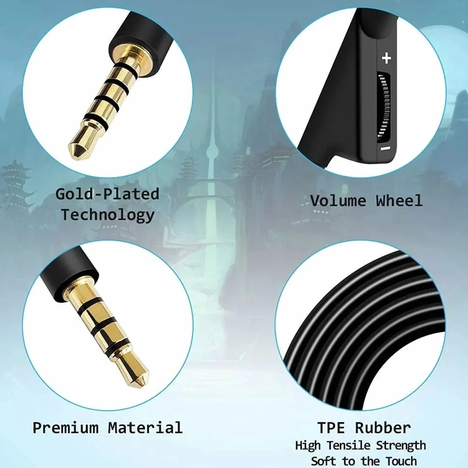RIZGHWOY Astro A40TT A50 słuchawki audio 2 m 3D, regulator głośności, stereo, przezroczyste do gier