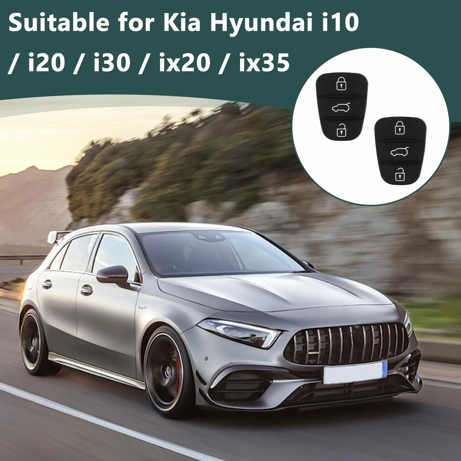 Obudowa kluczyka samochodowego Hyundai i10 i20 i30 ix35 Kia Sportage Ceed 2 sztuki 3 przyciski gumowa podkładka