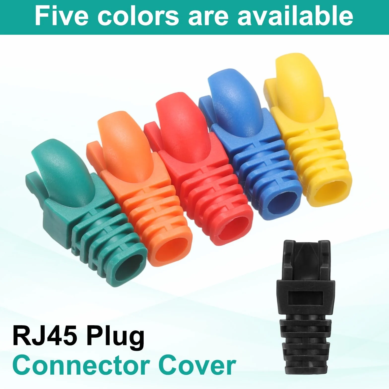 PATIKIL Osłona wtyczki RJ45 50 szt. Cat5 Cat5E Cat6 Cat7 kabel sieciowy czarna