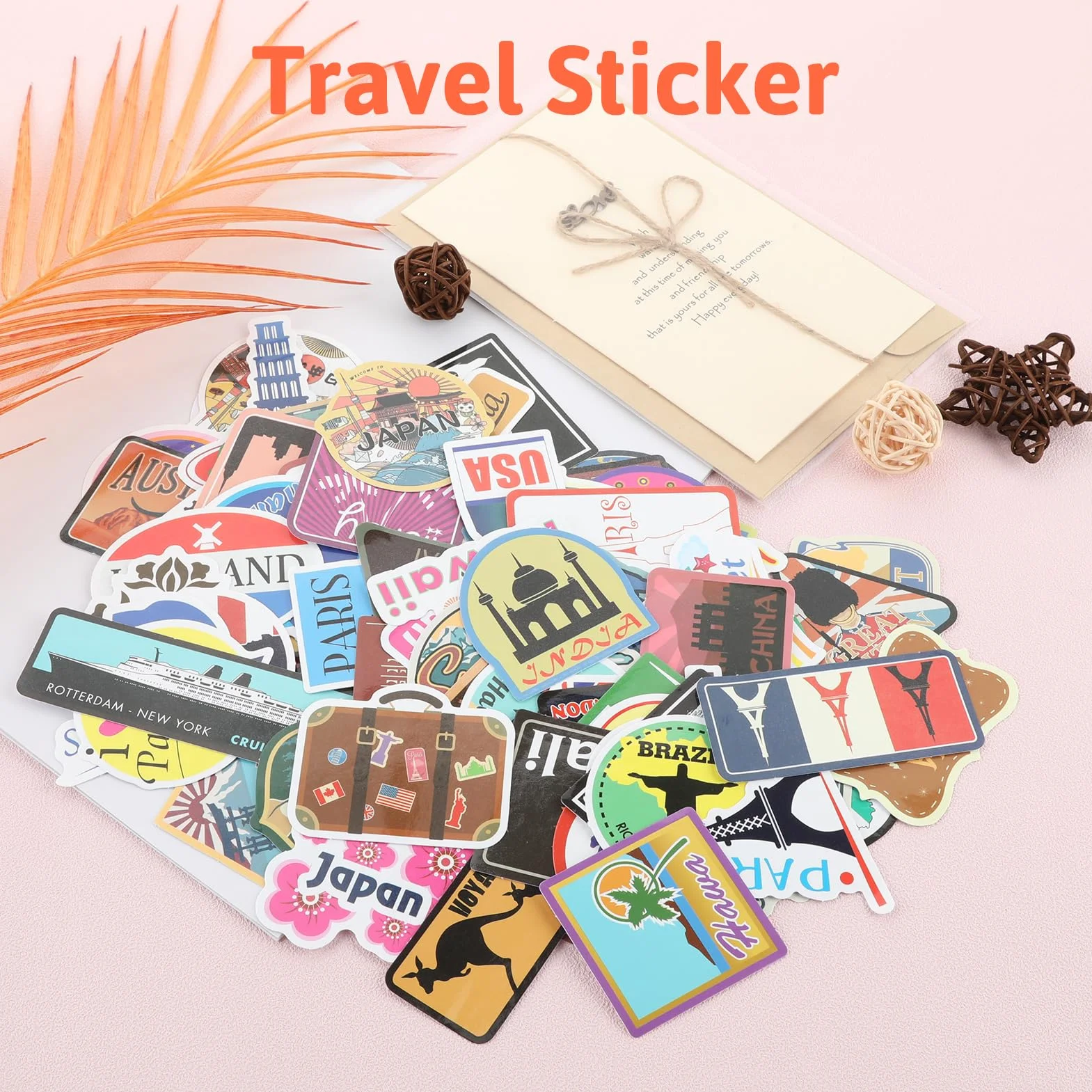 Wysokiej Jakości Naklejki Podróżne 100 Sztuk - Kolorowe na Walizkę, Laptopa, Motocykl, Rower, Gitarę i Scrapbooking - Winylowe z Realistycznymi Detalami