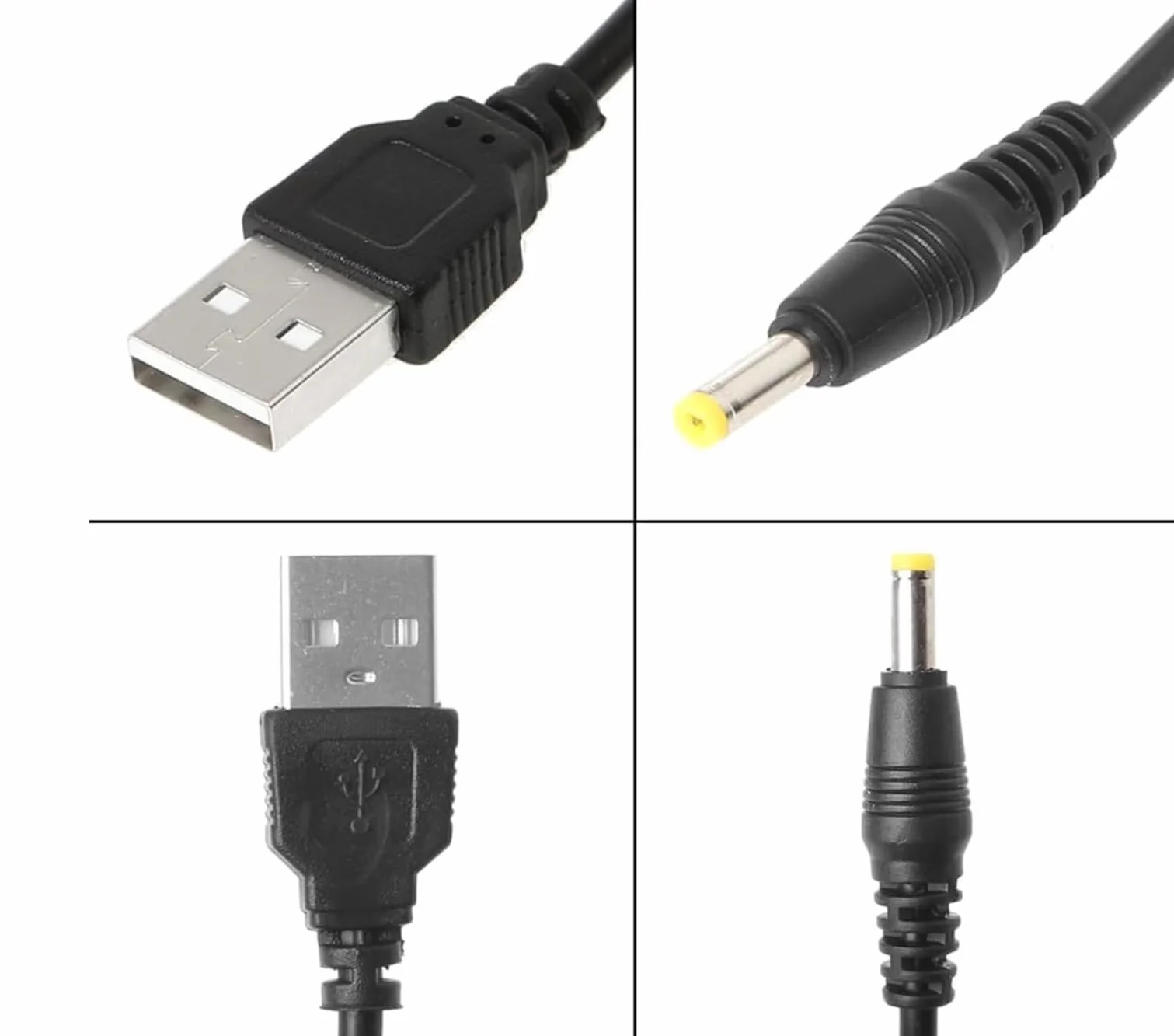 2 Pack | kabel zasilający USB do DC 4,0 * 1,7mm 5V kabel zasilający do ładowania | 100cm | do pasków świetlnych USB LED, latarek, lamp stołowych, wentylatorów, głośników