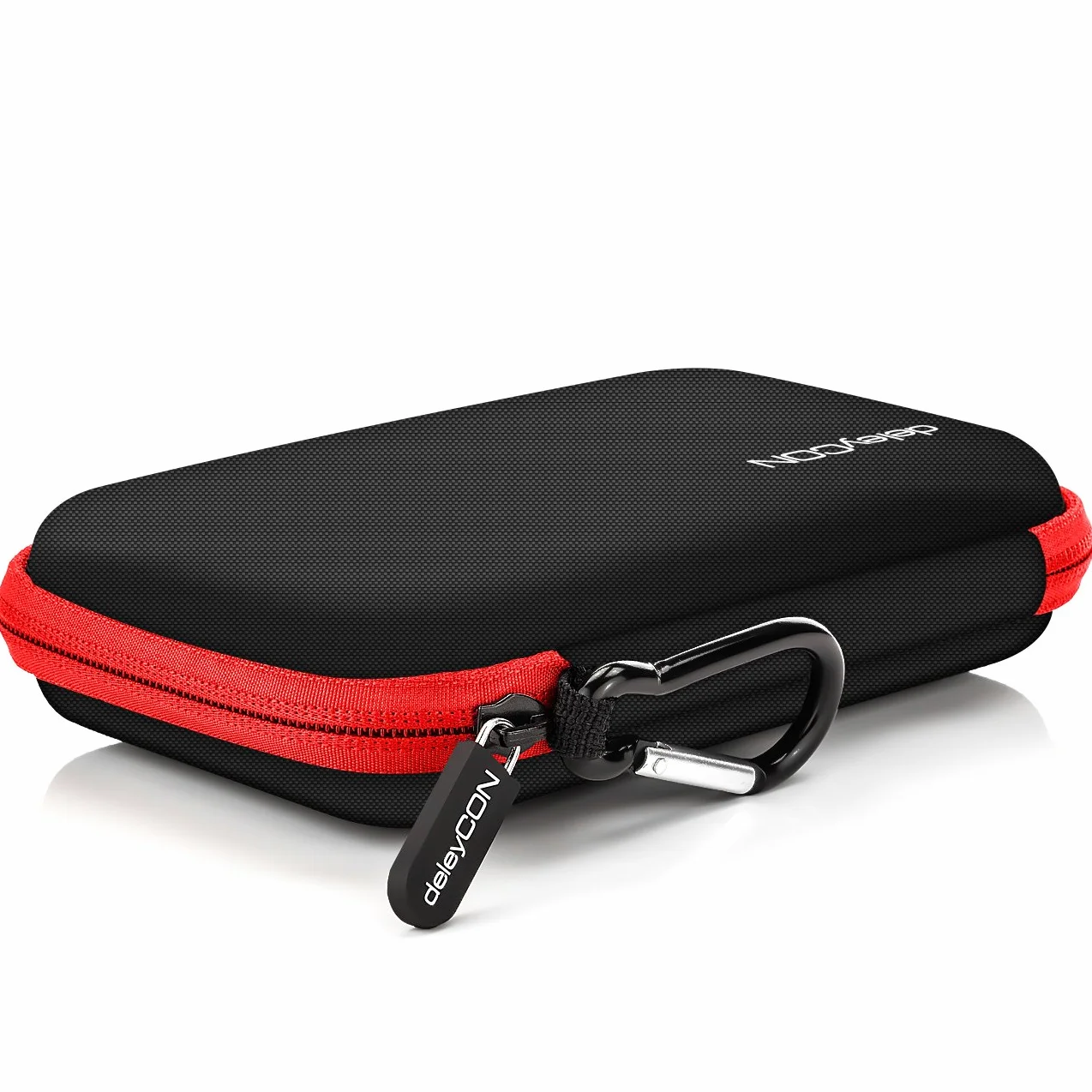 deleyCON Torba Navi Torba Navi Case na Urządzenia Nawigacyjne - 4,3 Cala i 5 Cali (14,6 x 9,3 x 3,4 cm) - Solidna Odporna na Wstrząsy 2 Przegródki Wewnętrzne - Czerwona