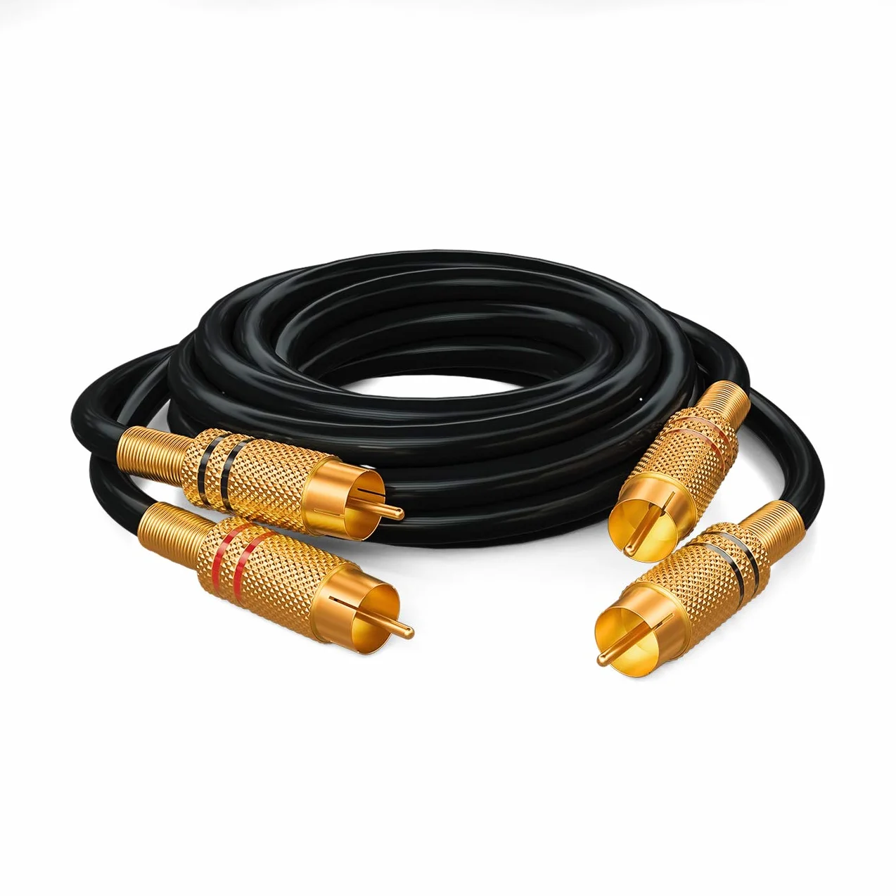 deleyCON 2,5m Kabel Audio HiFi RCA Cinch - 2x Wtyk na 2x Wtyk - Pozłacane Pełne Metalowe Złącza - do Amplitunera, Kina Domowego, Konsoli do Gier, Urządzeń Muzycznych