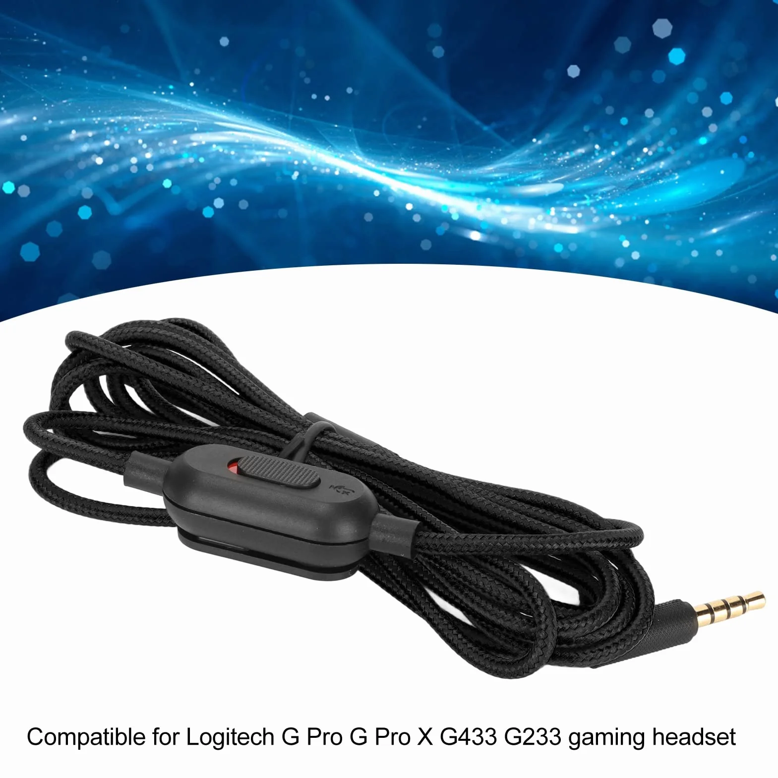 Ausla Zamienny kabel audio do słuchawek, kompatybilny z G Pro G Pro X G433 G233 200 cm wyciszenie, regulator głośności (czarny)