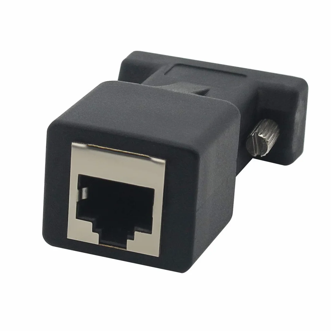 DB9 RS232 męski port do żeńskiego złącza RJ45 DB9 przedłużacz portu szeregowego do LAN CAT5 CAT6 RJ45 adapter kabla Ethernet