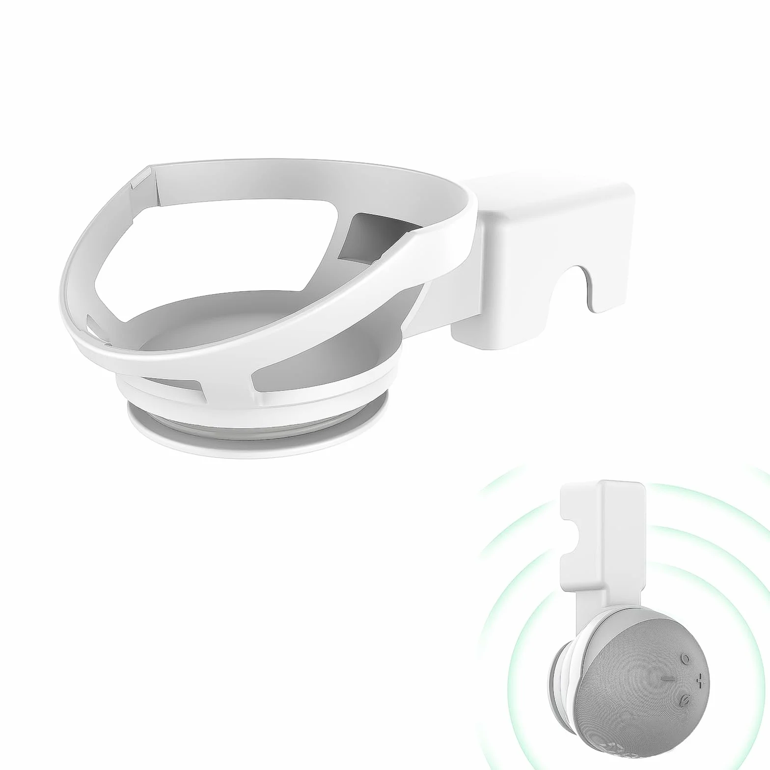 Uchwyt ścienny kompatybilny z Echo Dot 4/Echo dot 5/Echo Pop, uchwyt bez utraty hałasu, zintegrowane zarządzanie kablami, oszczędzający miejsce, stabilny stojak ścienny do sypialni i kuchni