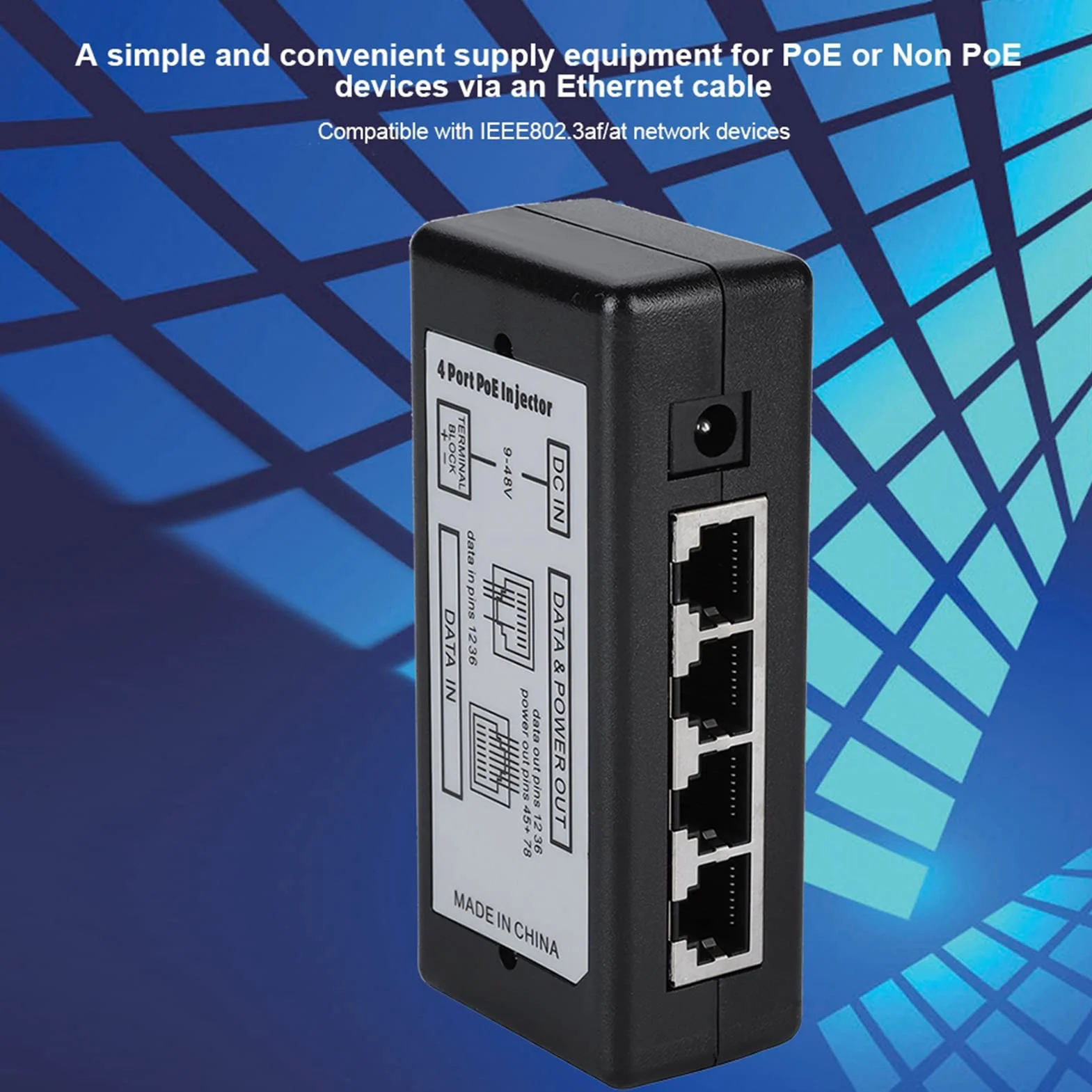 DC9V 48v 4-portowe Zasilanie Poe Wtryskiwacz Zasilania Poe Ethernet DC9V 48v do Kamery IP Ekspert Po Wejściu Zapewniamy Nowy produkt. Rozdzielacz Wtryskiwaczy Aspoe Wtryskiwacz