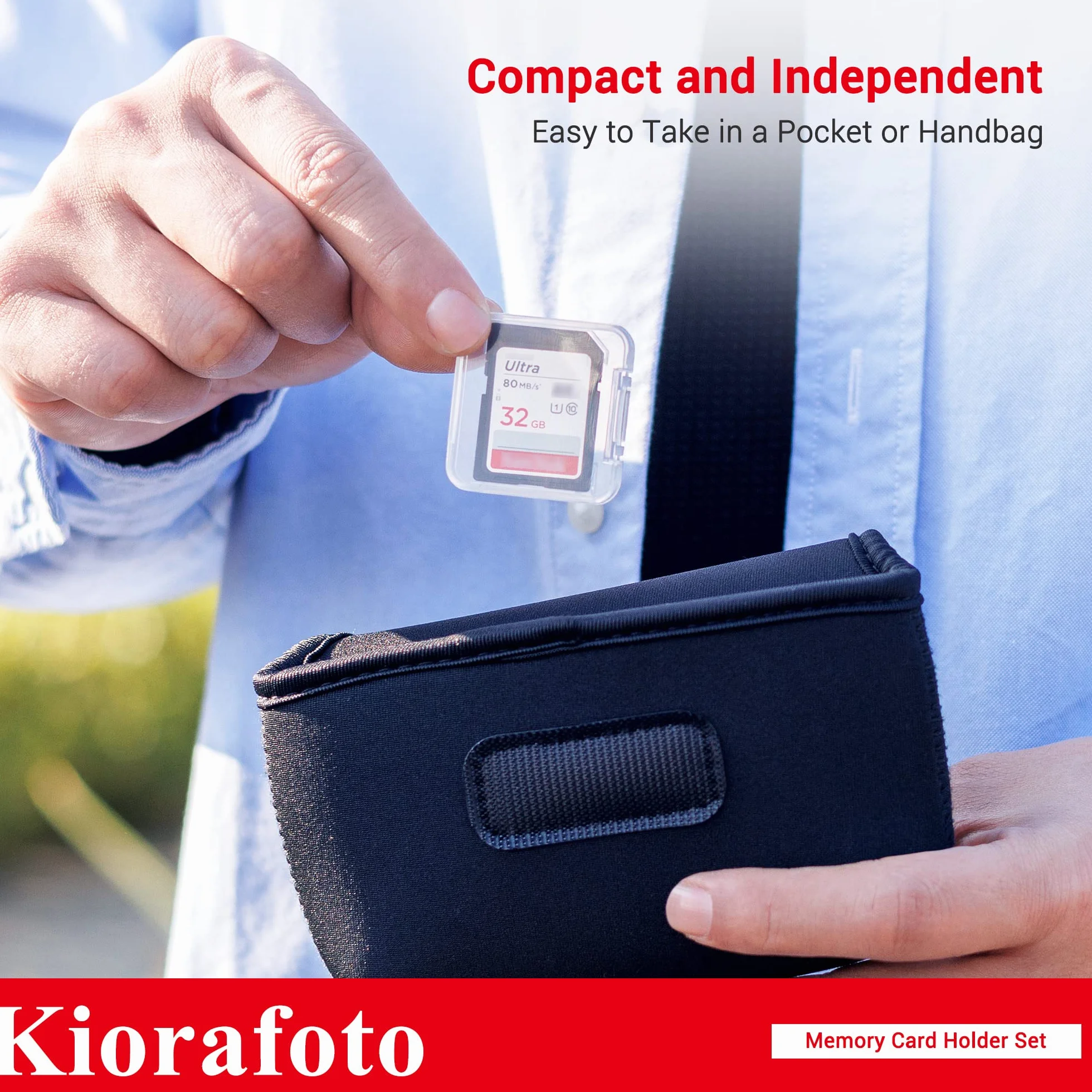 Kiorafoto Wielokolorowe przezroczyste plastikowe etui na karty SD na 24 karty SD SDXC SDHC, przezroczyste, standardowe etui na karty pamięci, pudełko na biżuterię, organizer do przechowywania z
