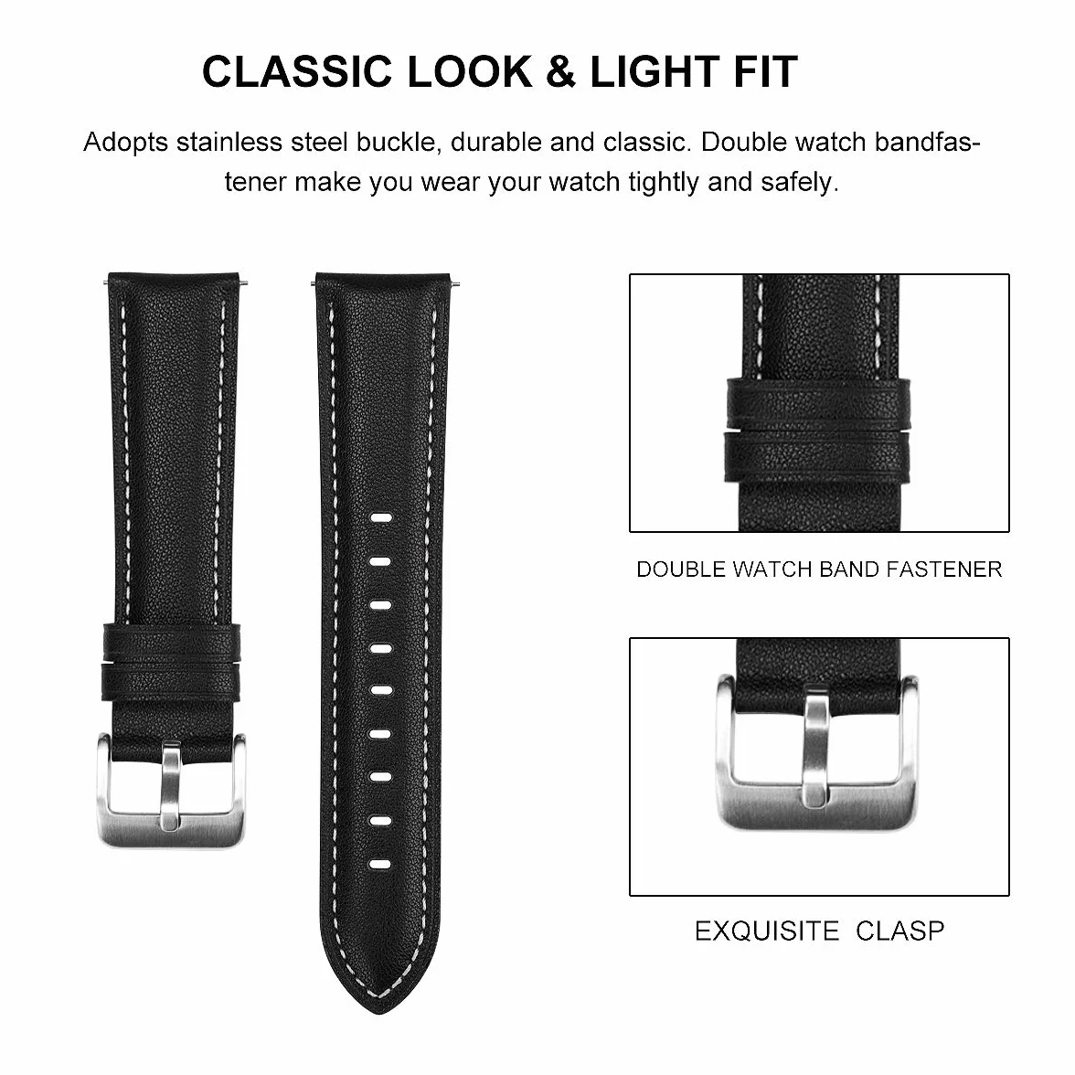 INF Pasek do zegarka kompatybilny z Samsung Galaxy Watch 3 45mm, regulowany pasek na nadgarstek dla mężczyzn i kobiet, kolor czarny