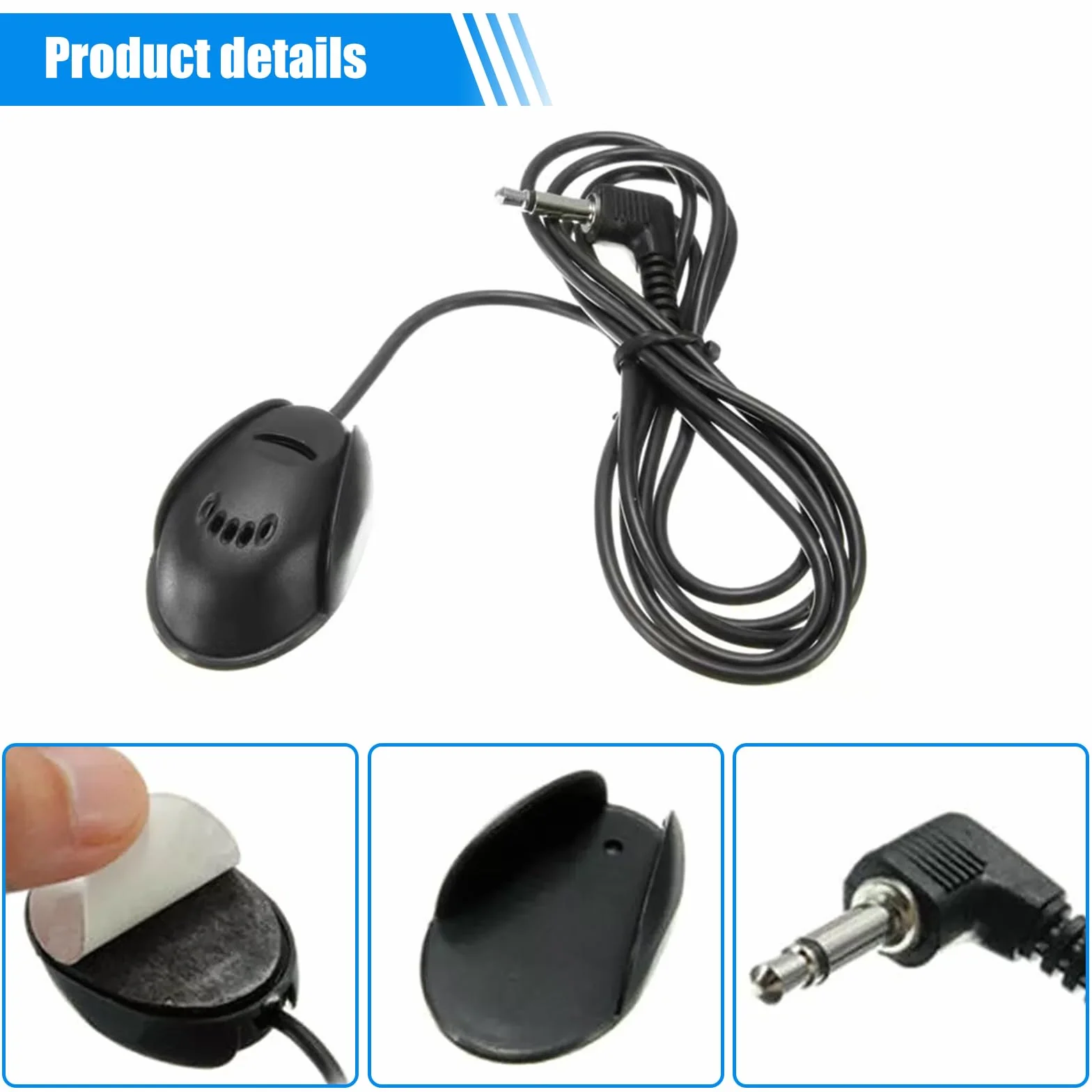 Mikrofon do radia samochodowego przenośny zewnętrzny kabel 3 m wtyczka jack 3,5 mm stereo