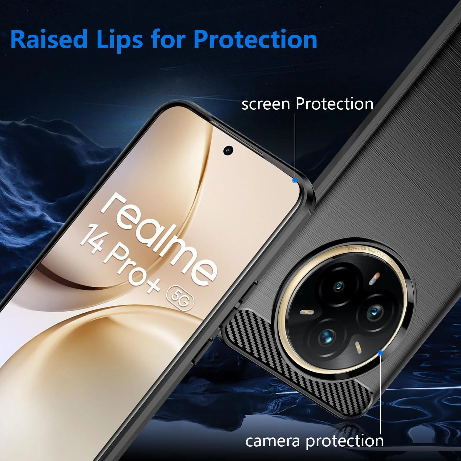 Datree Etui do Realme 14 Pro Plus/Realme 14 Pro+, smukłe etui ochronne z miękkiego silikonu TPU, ochrona przed zarysowaniami i wstrząsami (czarny)