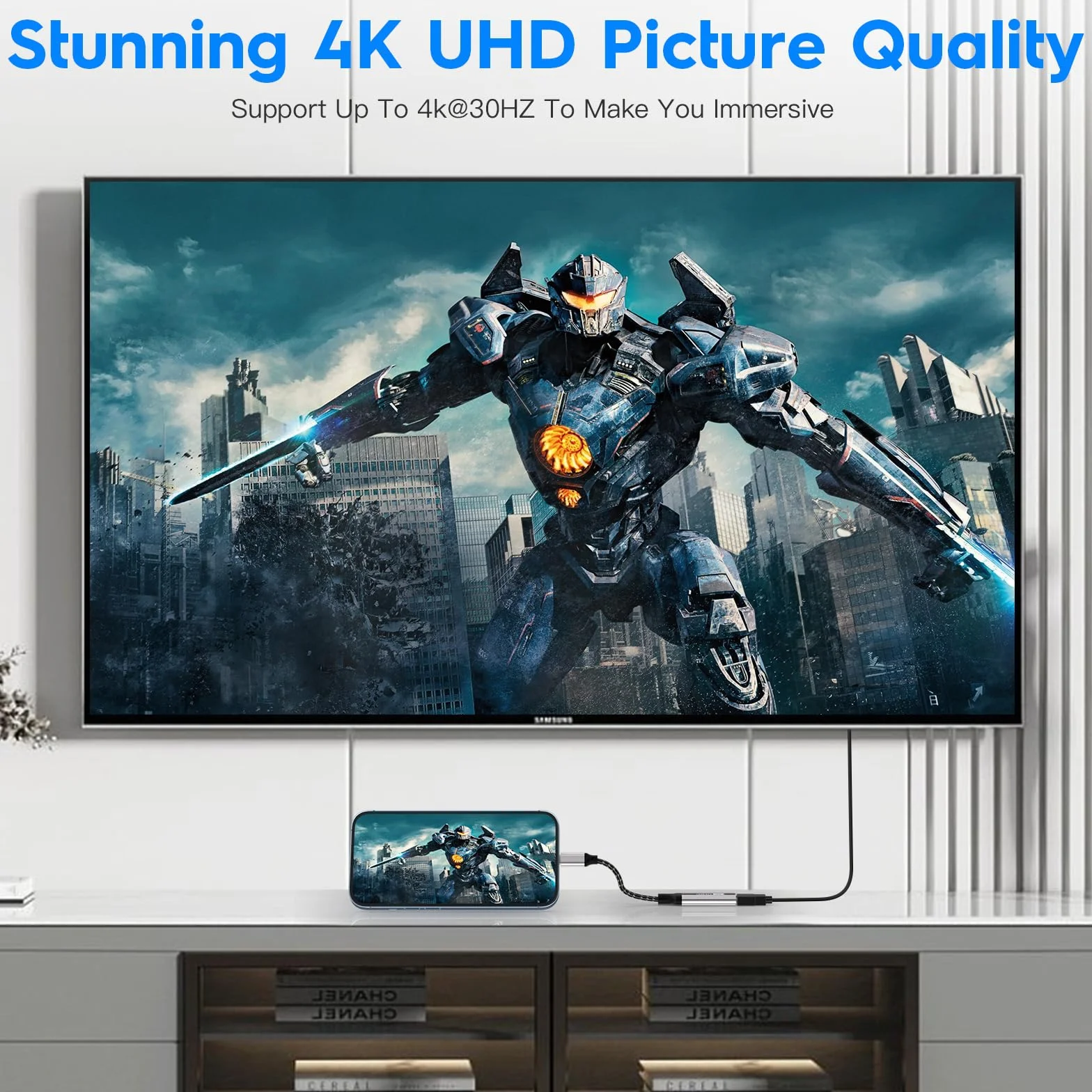 Adapter USB C HDMI, adapter USB C na HDMI 4K, adapter Thunderbolt 3 auf HDMI, kompatybilny z MacBook Pro/Air, Dell XPS 15/13, iPad Pro/Air, Pixelbook, Samsung Galaxy S/Note, Huawei P40, Surface Pro,