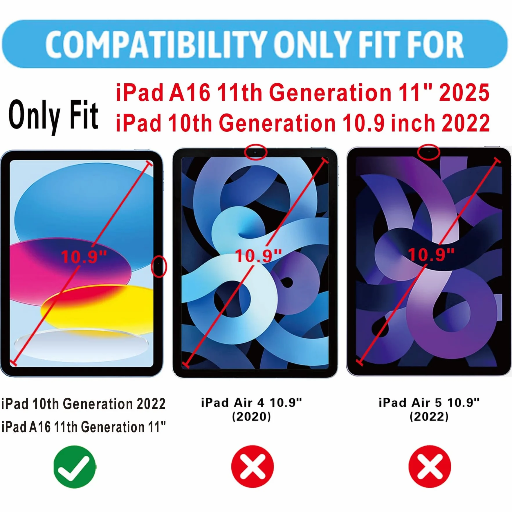 Xunylyeee 2-Sztuki, Ochraniacz Ekranu dla iPad A16 11./ 10. Generacja (Model 2025/2022) Szkło Hartowanego