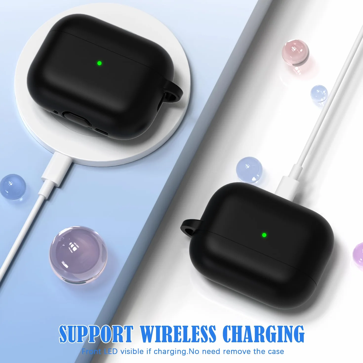 Etui ochronne wojskowej klasy dla AirPods Pro 3, silikonowy pokrowiec amortyzujący upadki, czarny
