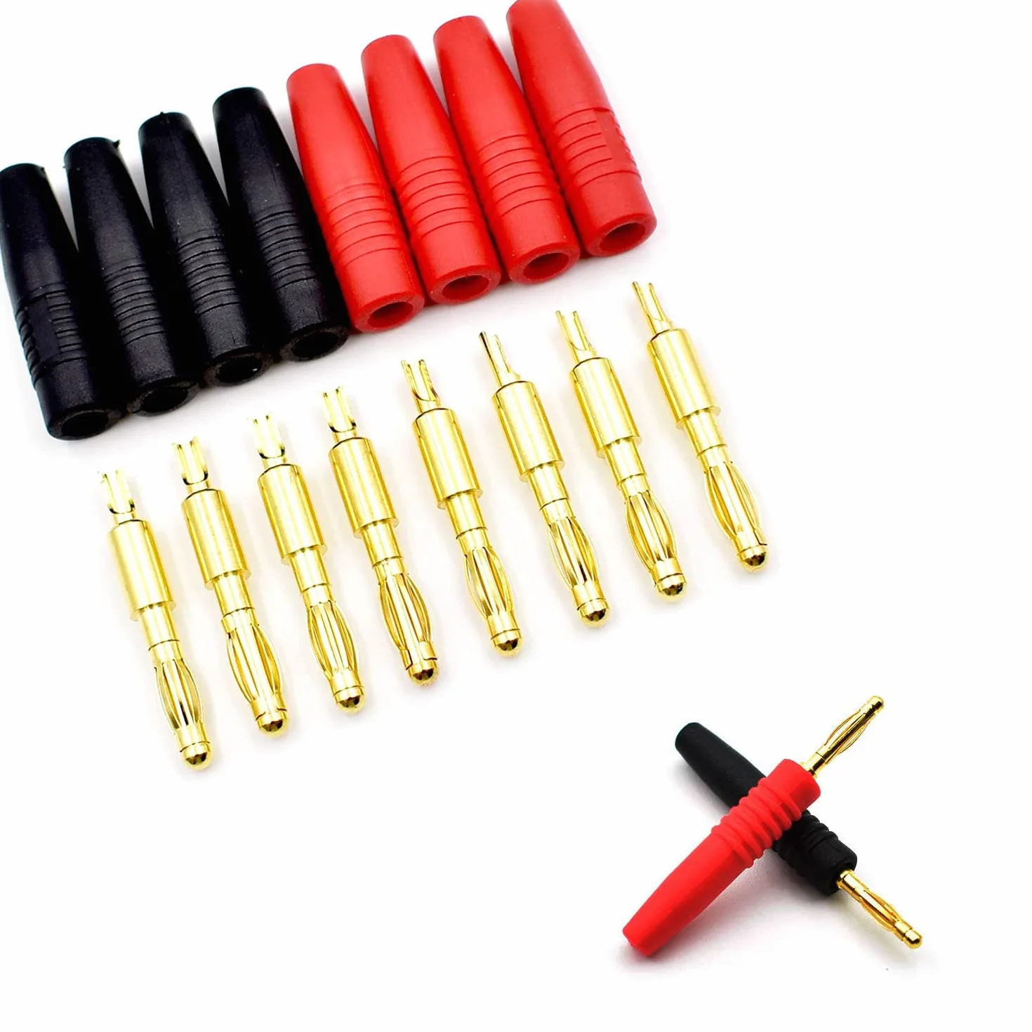 RUNCCI-YUN 10 sztuk 4 mm wtyk bananowy, wtyk głośnika, pozłacany typ lutowania, do multimetru, przewodów pomiarowych, kabli głośnikowych, adapter ładowarki RC Lipo
