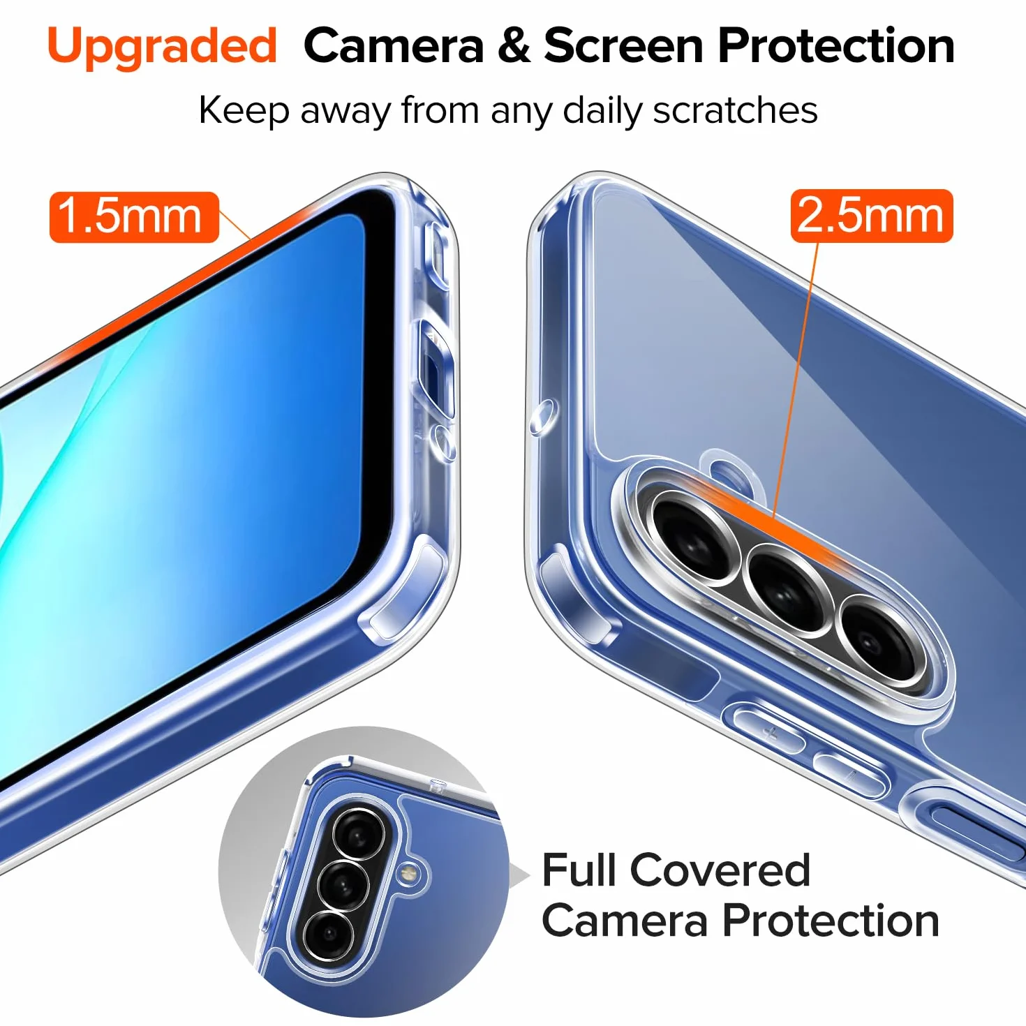iVoler Przezroczyste, zapobiegające żółknięciu etui do Samsung Galaxy A17 4G / 5G z 2 sztukami szkła hartowanego, [Odporny na wstrząsy klasy wojskowej] HD przezroczysta cienka obudowa odporna na