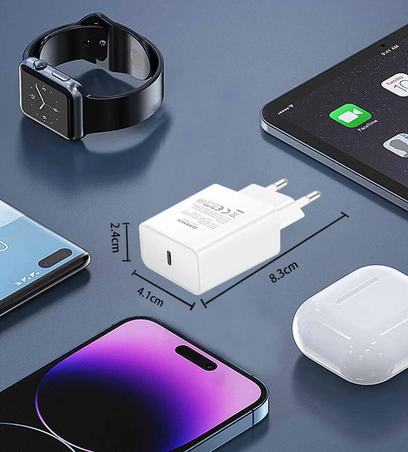 Szybka ładowarka zasilacz i kabel kompatybilna z iPad Pro 12.9 3 Gen/11 Gen and up, Air 5th/4th, 2022, iPad 10. Mini 6