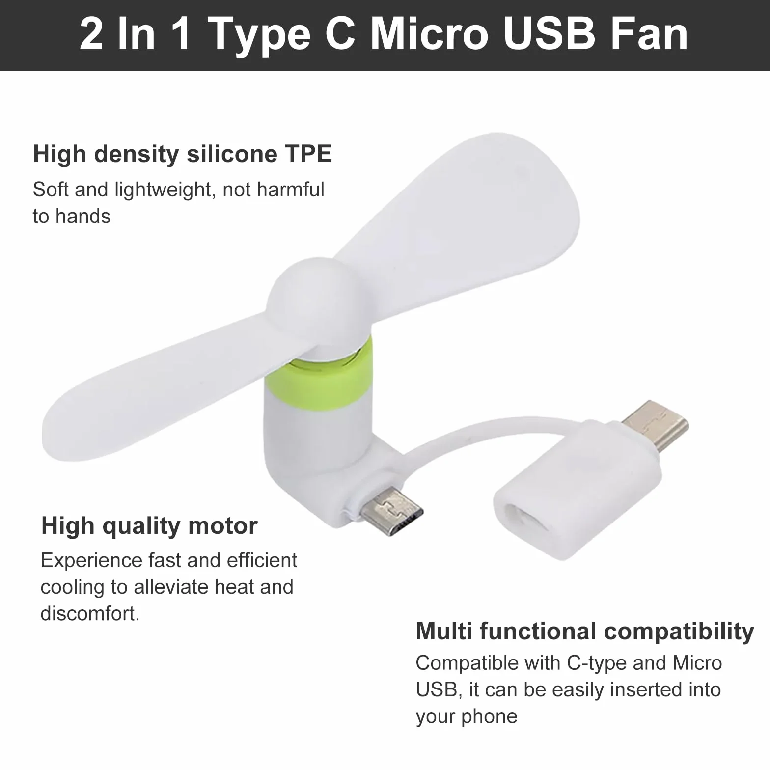 Mini wentylator do telefonu 5 szt. USB 2 w 1 przenośny