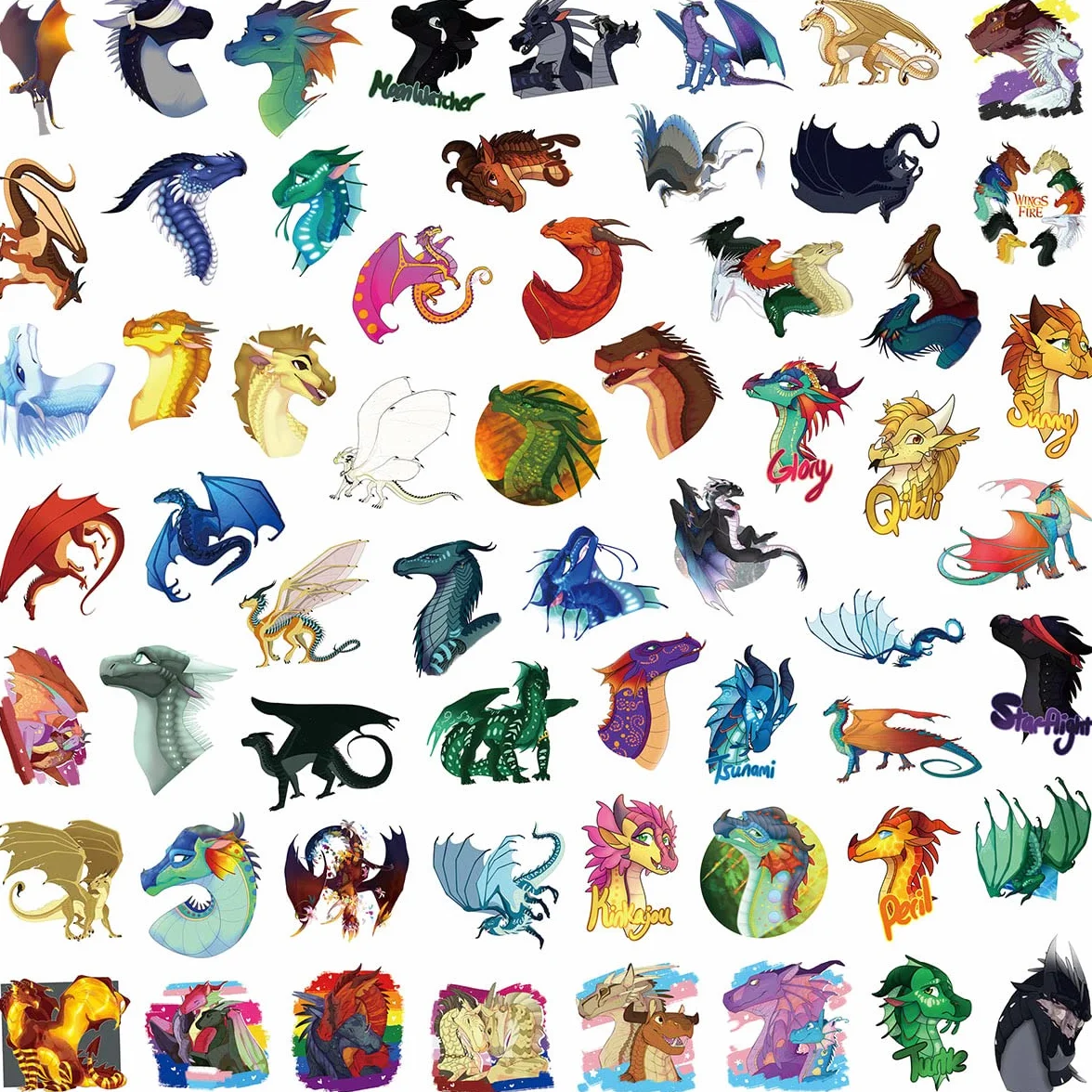 50 naklejek Wings of Fire na laptopa, zderzak, deskorolkę, butelki na wodę, komputer, telefon, gitarę, naklejki z kreskówkami dla dzieci, młodzieży i dorosłych