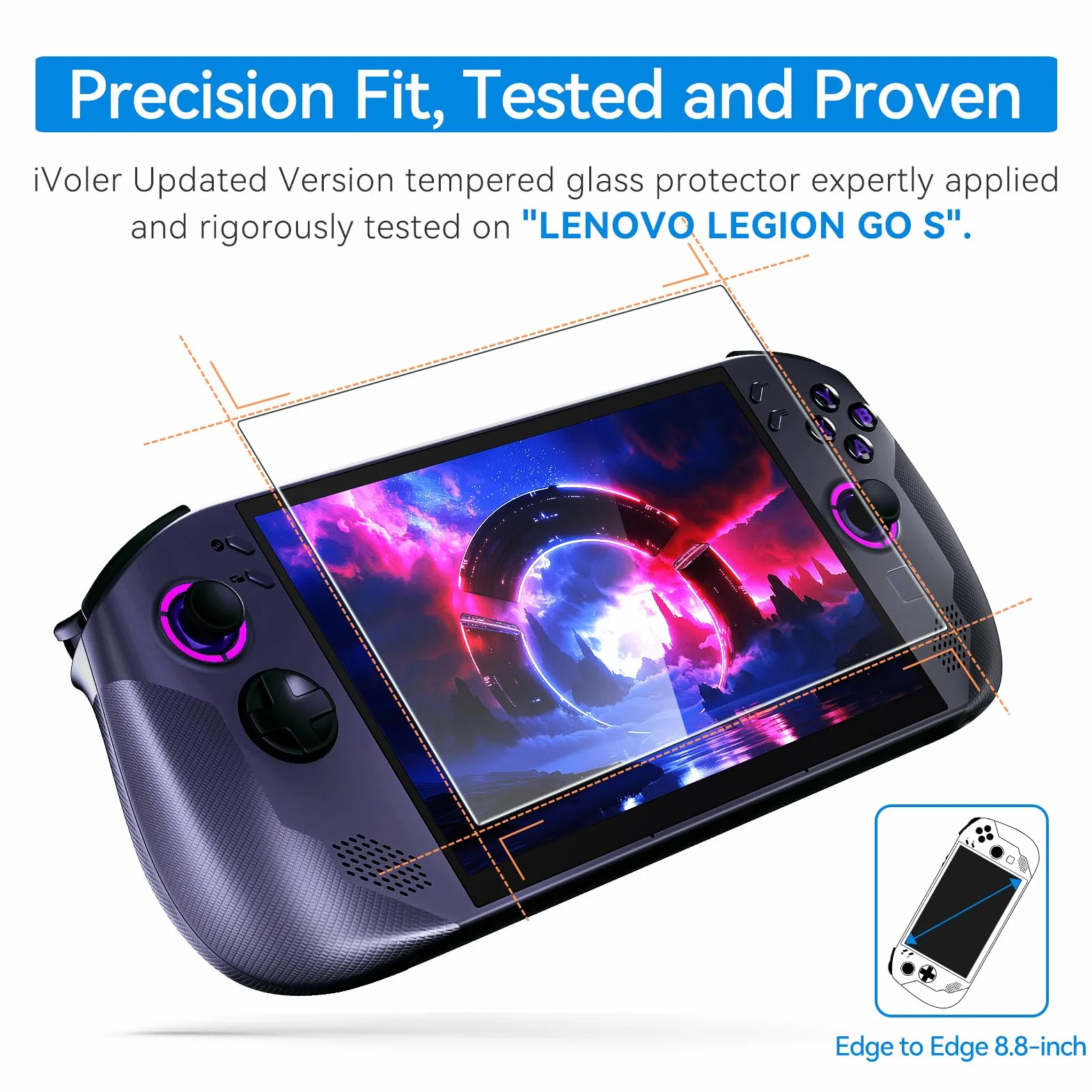 ivoler 2-pakt Ochrona ekranu ze szkła hartowanego dla Lenovo Legion Go S Handheld 2025, pełna osłona przezroczysta HD Clear Anti-Scratch dla Lenovo Legion Go S, 20,3 cm (8 cali)
