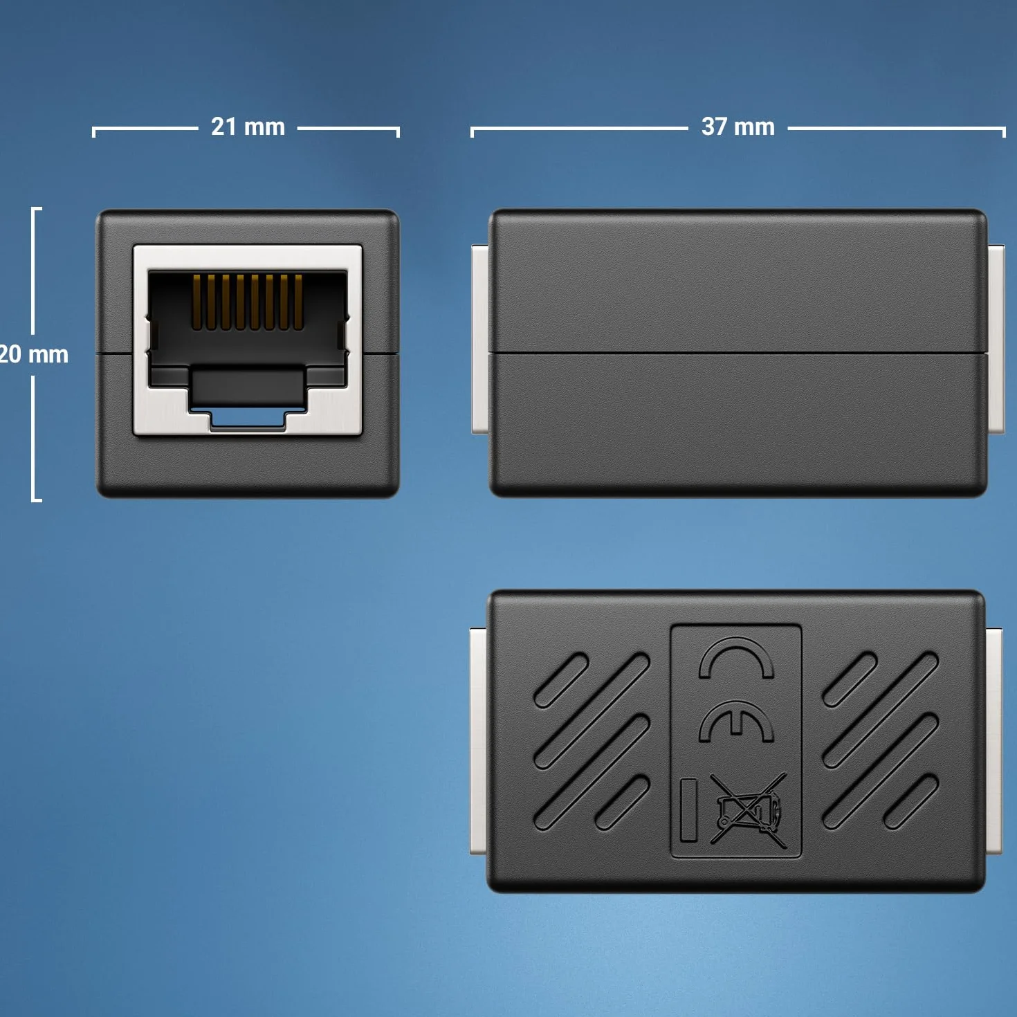 deleyCON RJ45 Złącze Gigabit 1000 Mbit LAN Kabel Przedłużający Ethernet Adapter Cat8 Cat7 Cat6 Cat5 Czarny