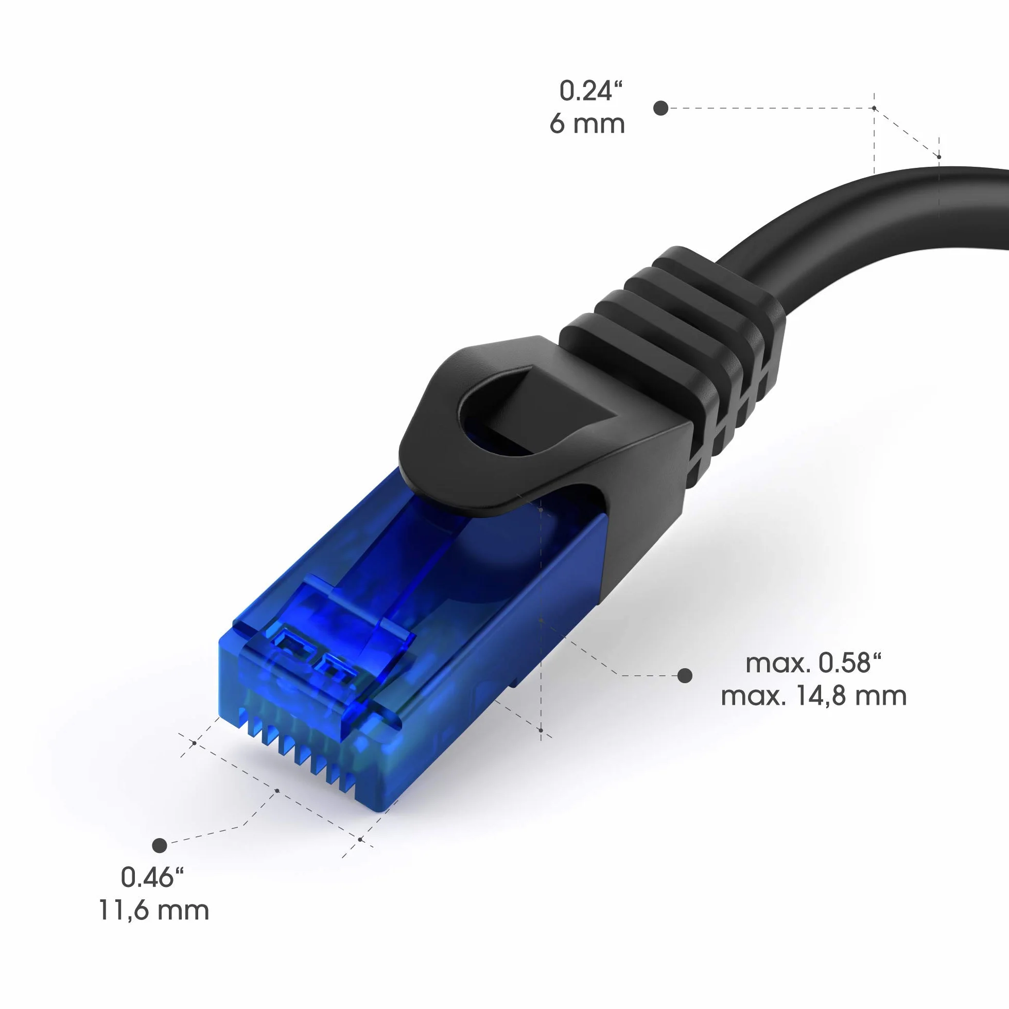 KabelDirekt – Kabel Sieciowy, Kabel Ethernet/LAN – 20m, dostępny w długościach od 0,25-30m (10 Gb/s, prędkość światłowodowa dla sieci gigabitowych, switch/router/modem z RJ45, czarny/niebieski)