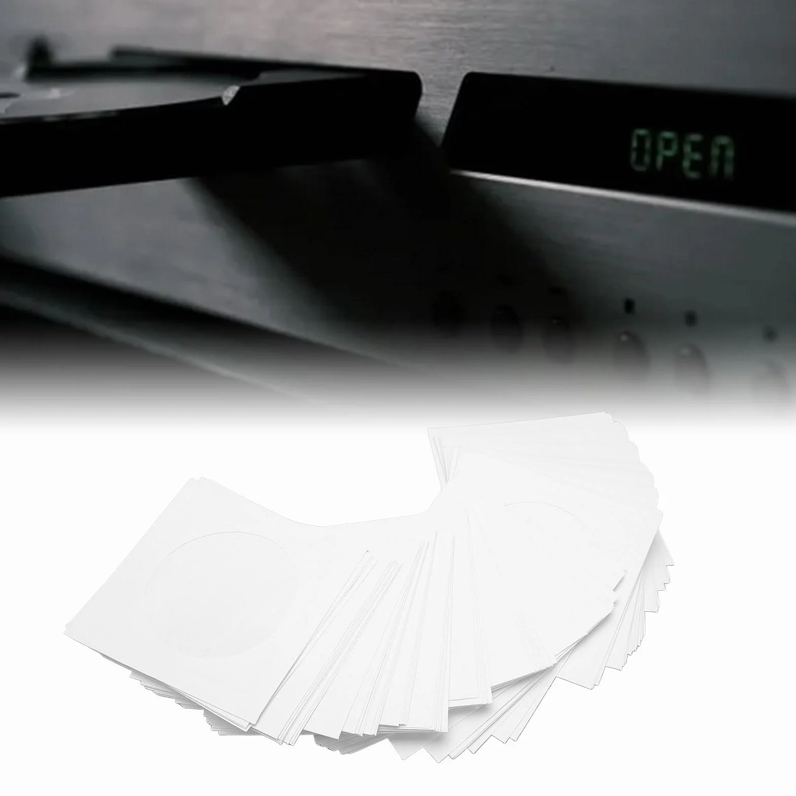 Vbestlife 100 sztuk rękawów na płyty CD, gruby biały papier CD DVD koperta z przezroczystym wycięciem okiennym i klapą, na dysk 8 cm