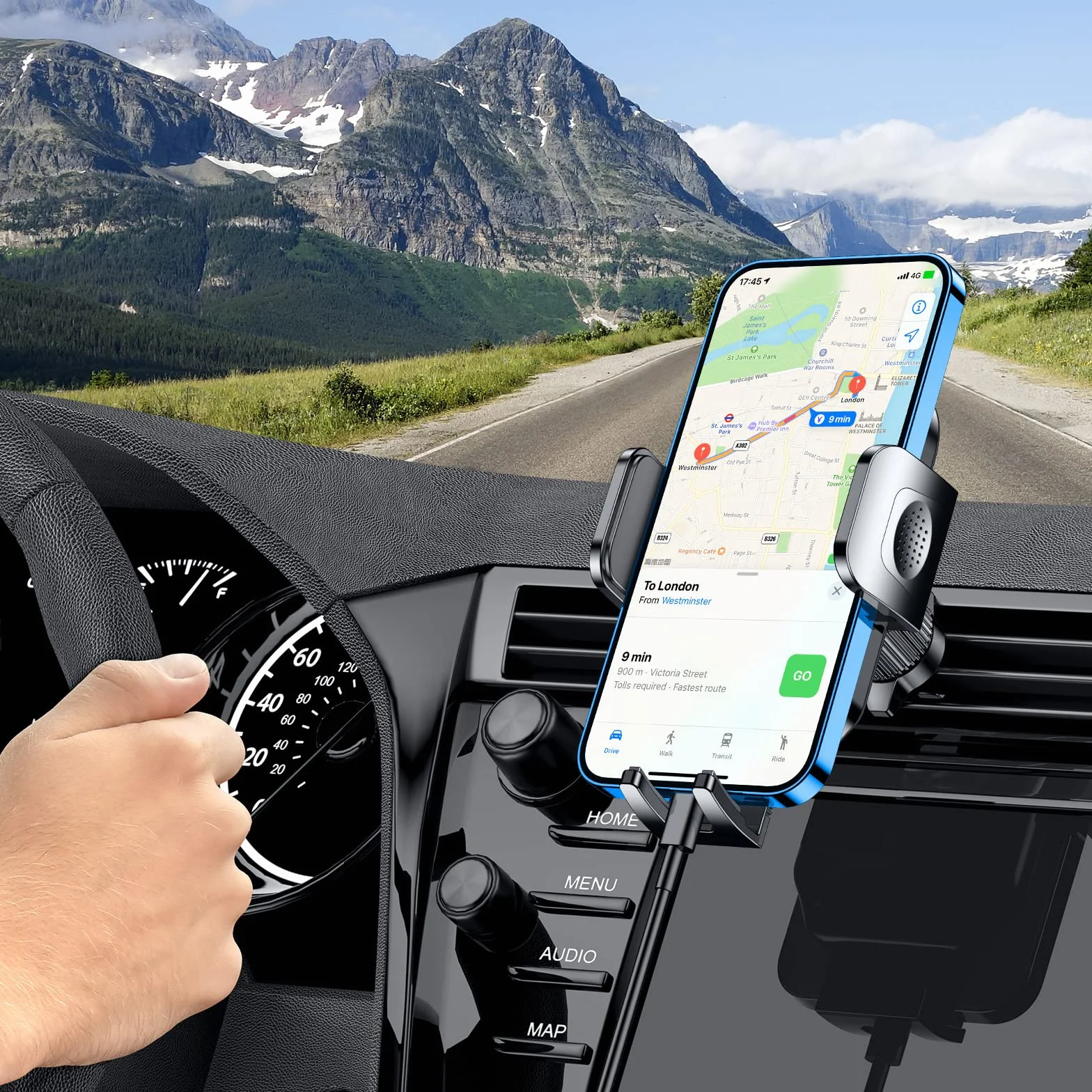 Blukar Uchwyt na telefon samochodowy, uchwyt na kratkę wentylacyjną, drzwi, telefon, samochód, wentylacja - ulepszony stabilny klips - obrót o 360° dla smartfonów/GPS 4,0-6,7 cala