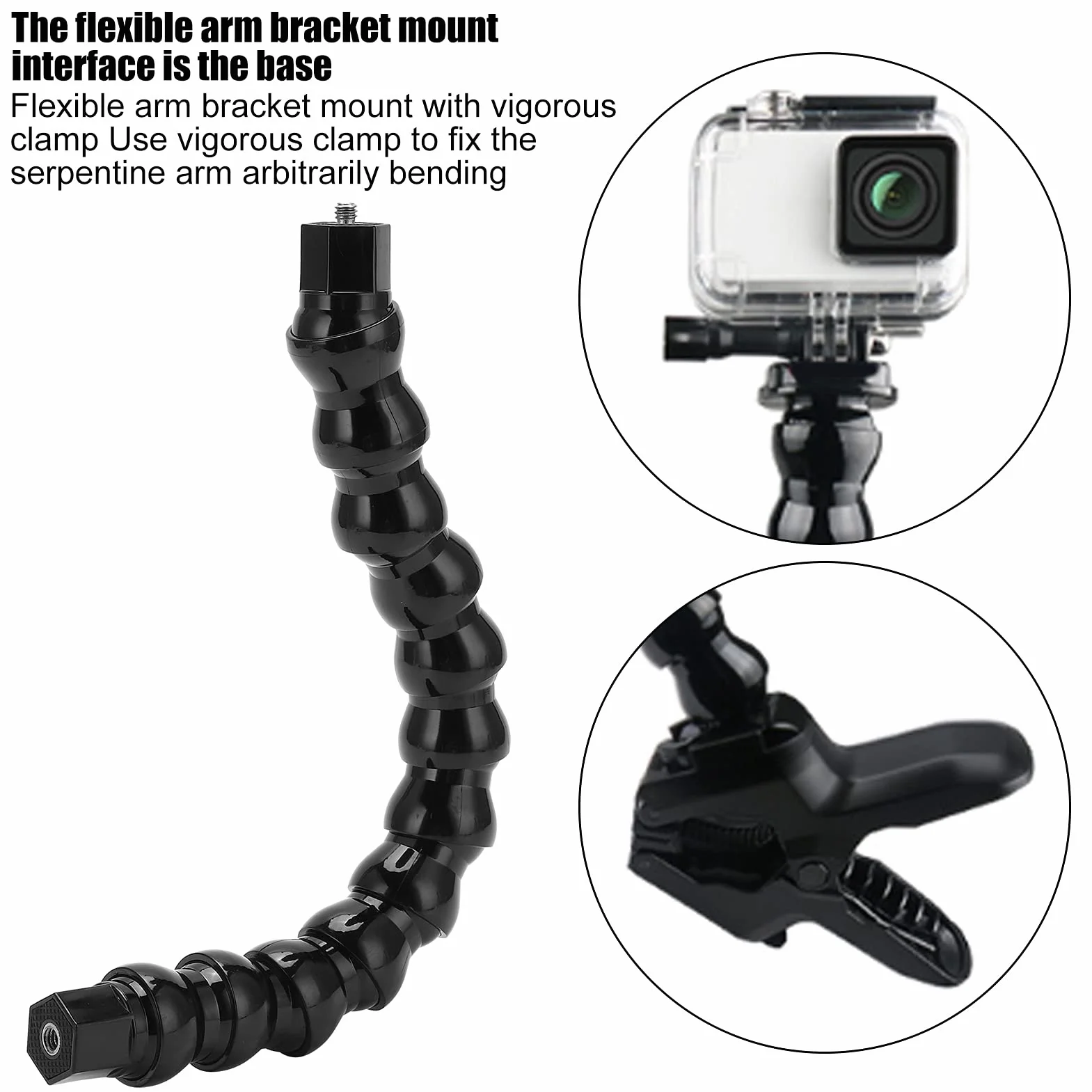Elastyczny uchwyt na szyję łabędzia do aparatu - monopod z 12-częściową rurką i otworem na śruby 1/4" - elastyczne ramię do większości kamer