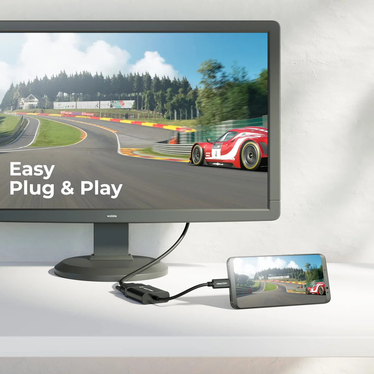 deleyCON Konwerter USB C na DVI 1080p Full HD Męski Żeński Czarny