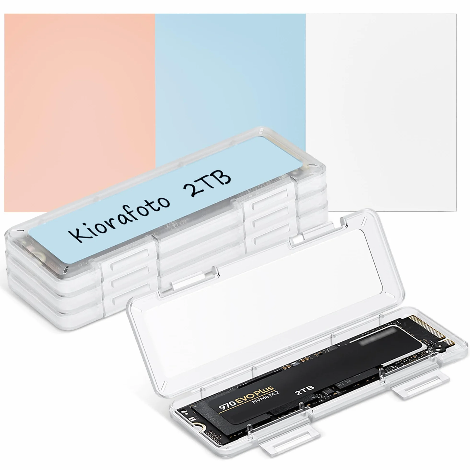 Przezroczyste plastikowe etui ochronne M.2 SSD - pasuje do 2280, 2260, 2242, 2230 NVMe - indywidualne antystatyczne i odporne na wstrząsy pudełko do przechowywania z etykietą